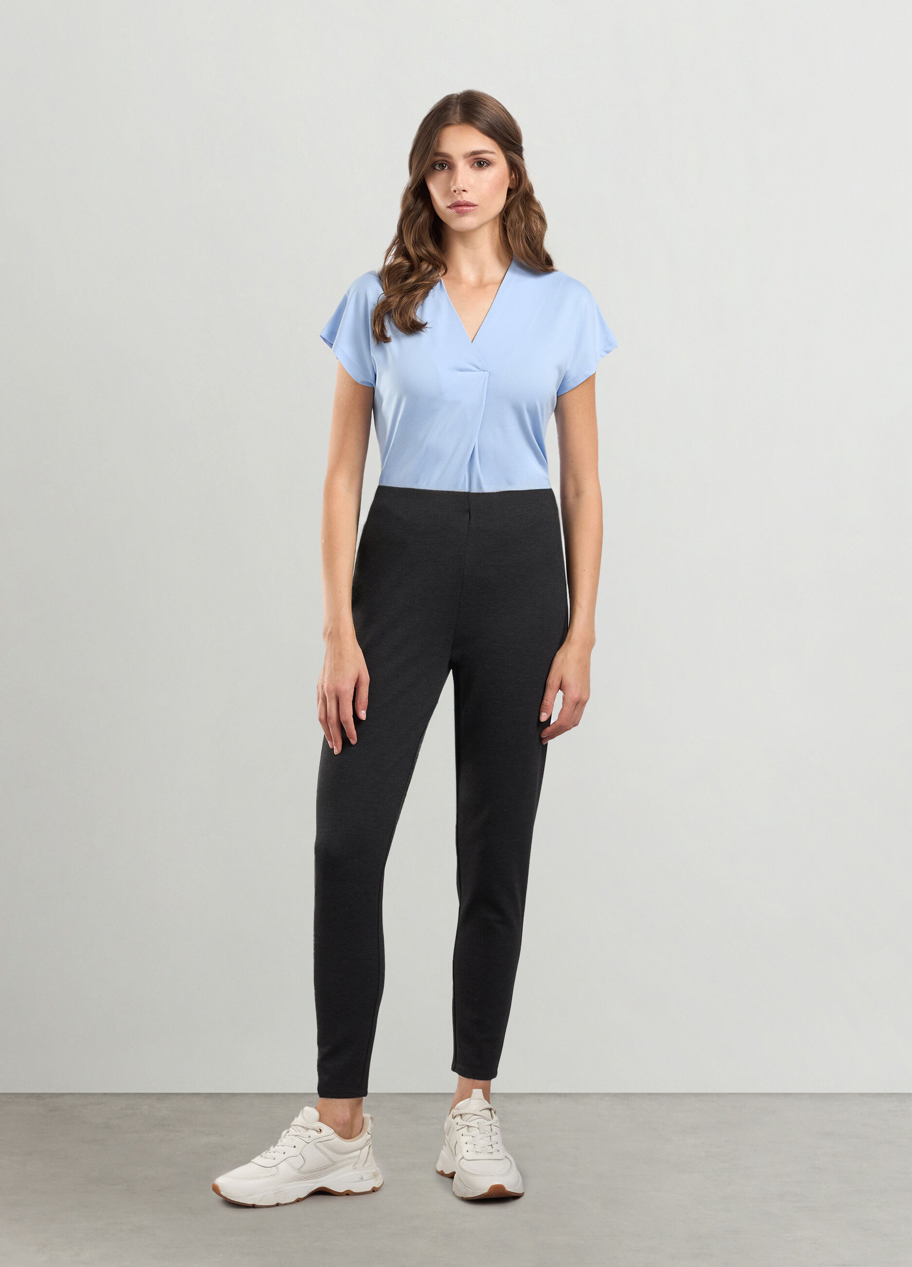 Leggings stretch in punto milano donna_0