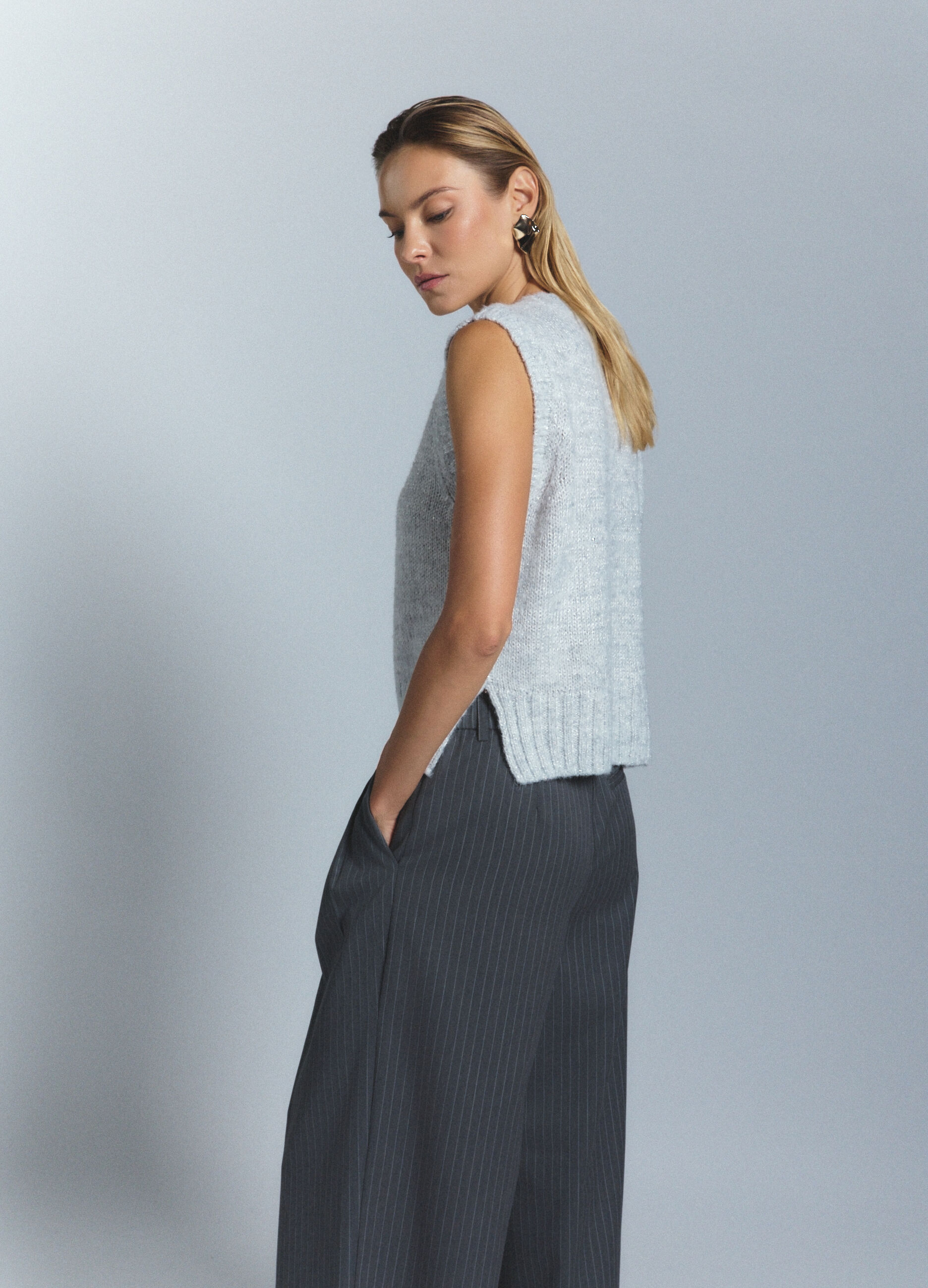 Gilet girocollo rasato donna_2