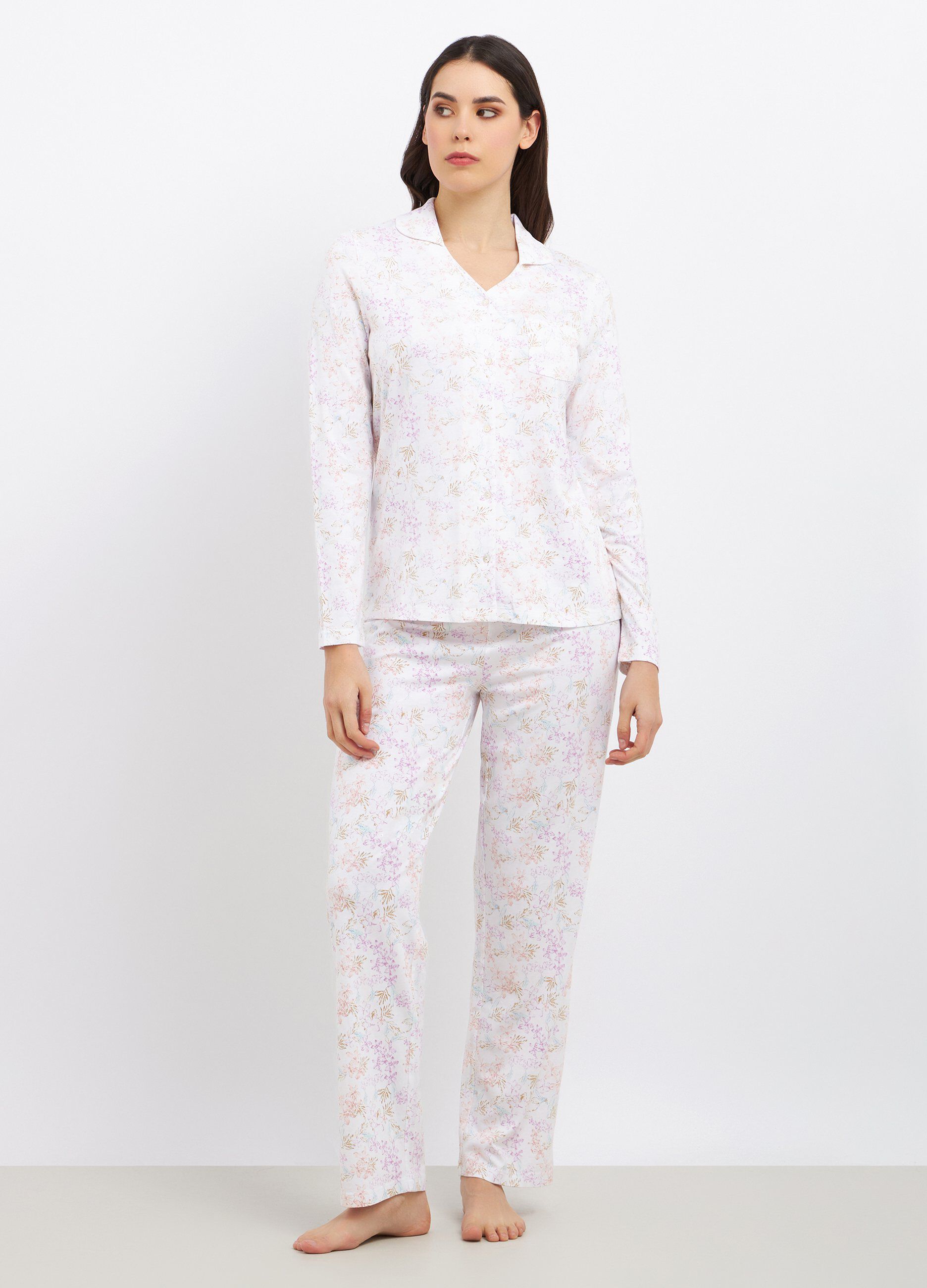 Set pigiama lungo in misto cotone donna_0