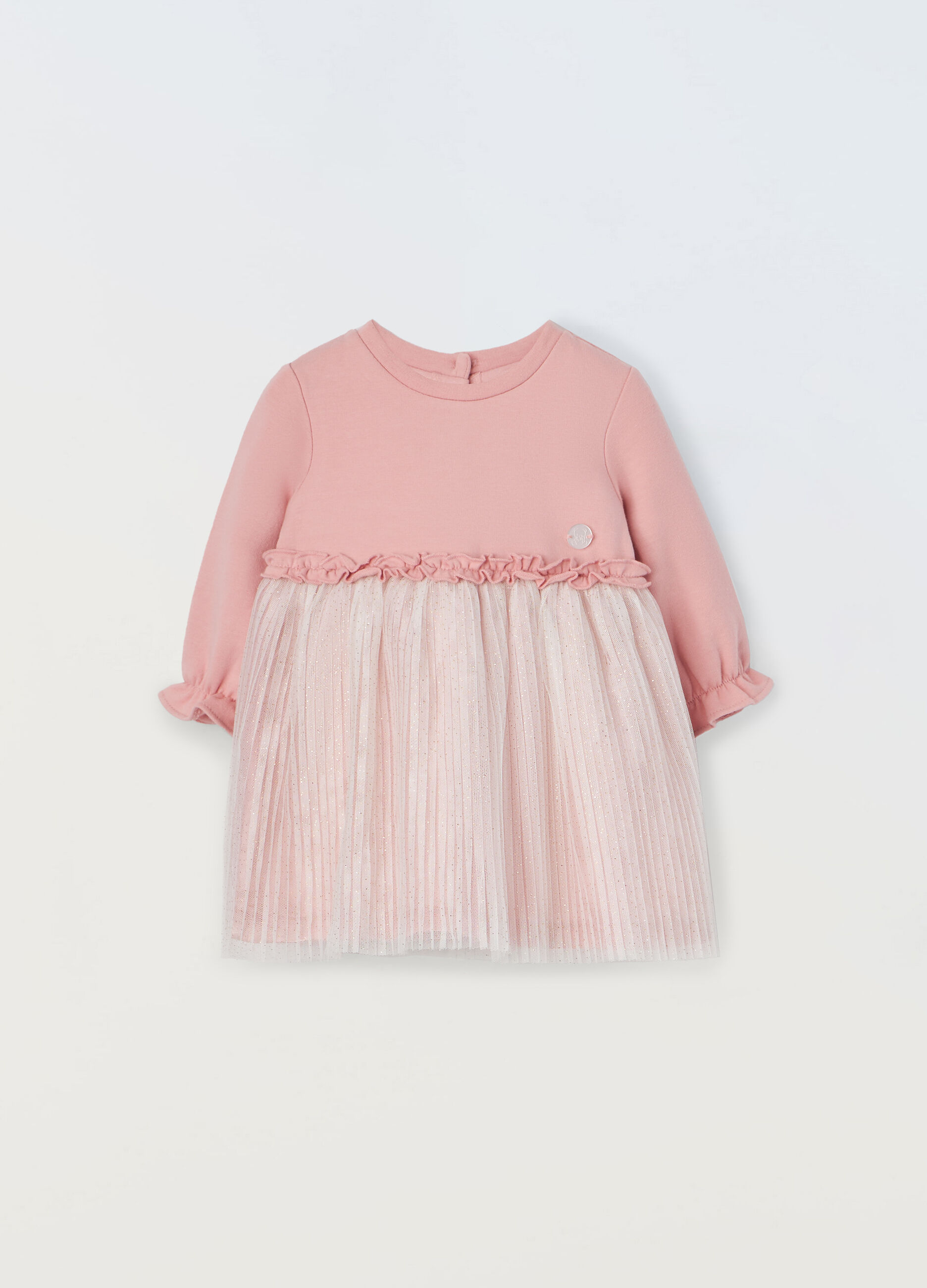 Vestito in cotone fleece stretch neonata_0