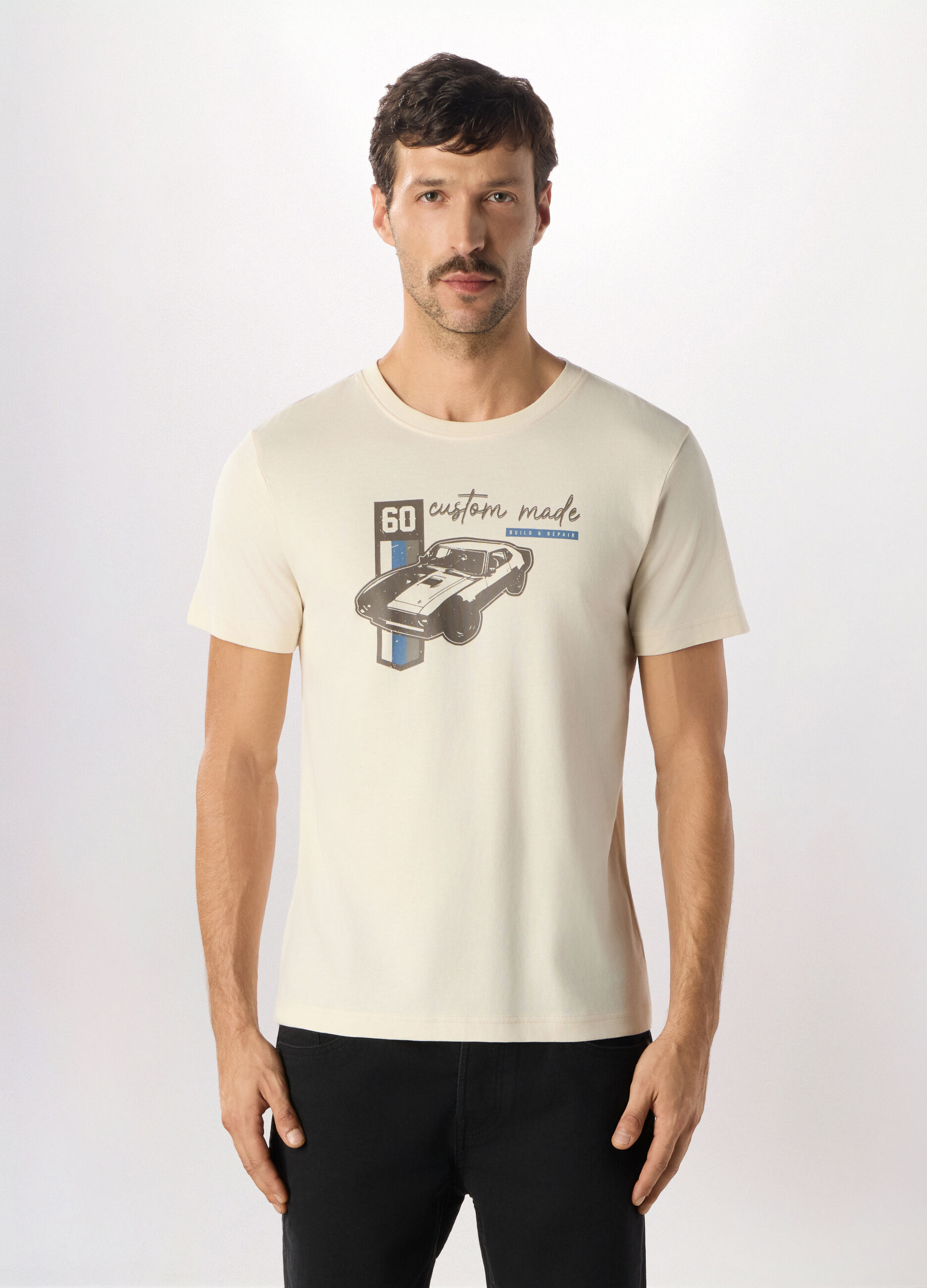 T-shirt a maniche corte con stampa uomo_0