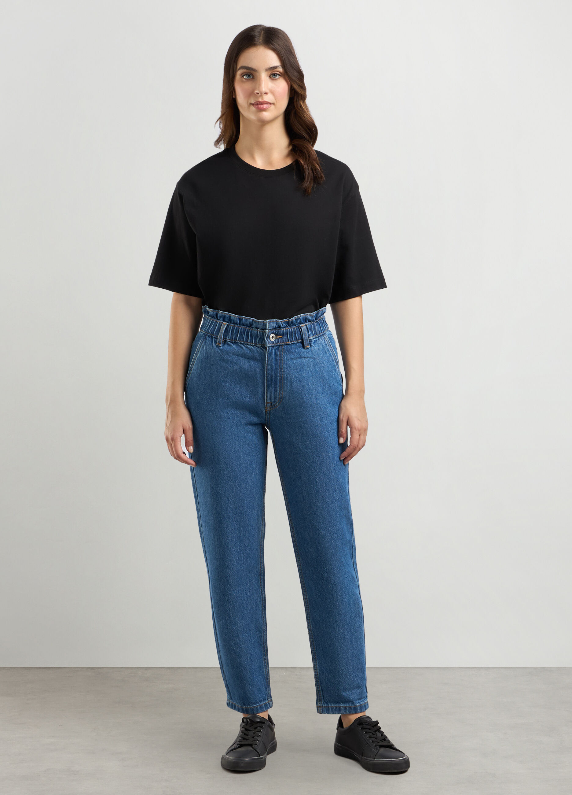 Pantaloni in denim di puro cotone donna_0