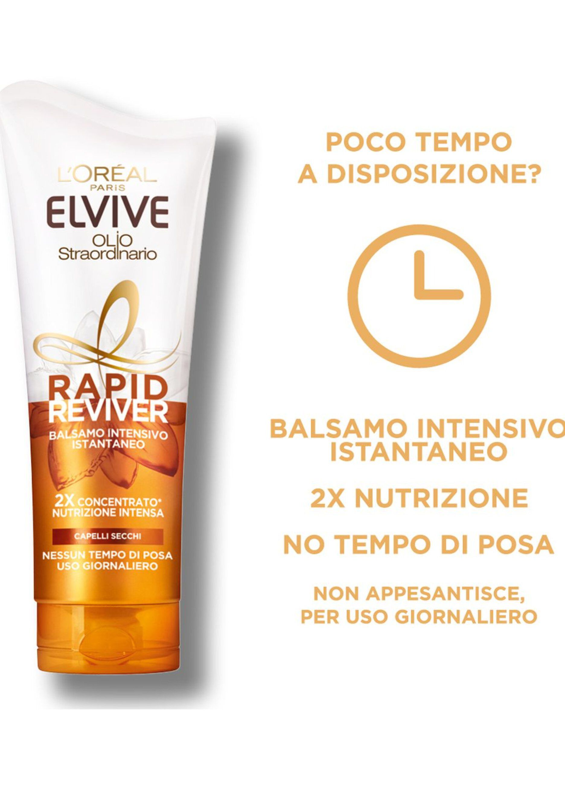 L'Oréal Paris Balsamo Istantaneo Rapid Reviver Elvive Olio Straordinario, Arricchito con Amminoacido e Olio di Jojoba, per Capelli Secchi, 180 ml._1