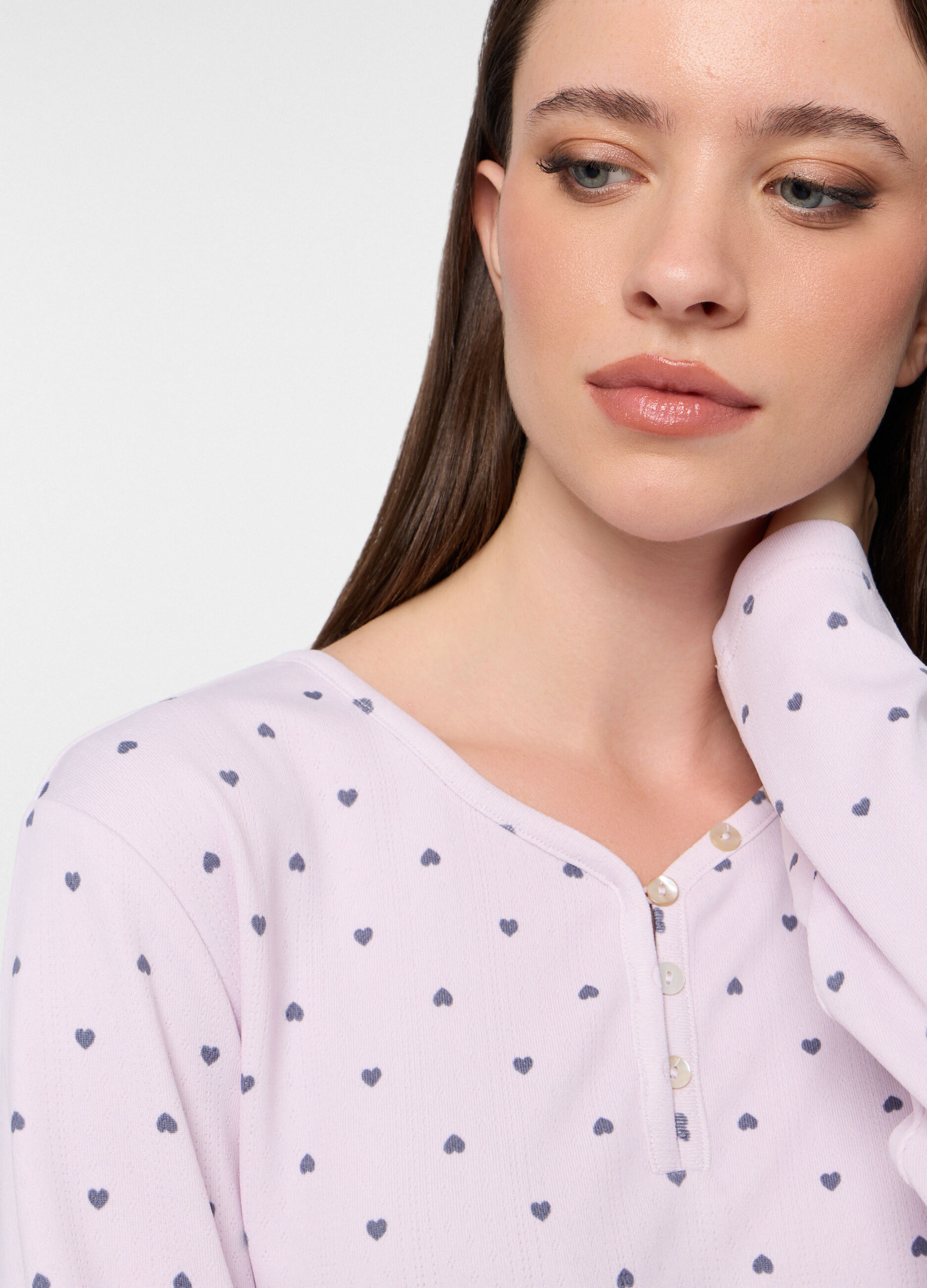 Set pigiama lungo in tessuto stretch donna_2