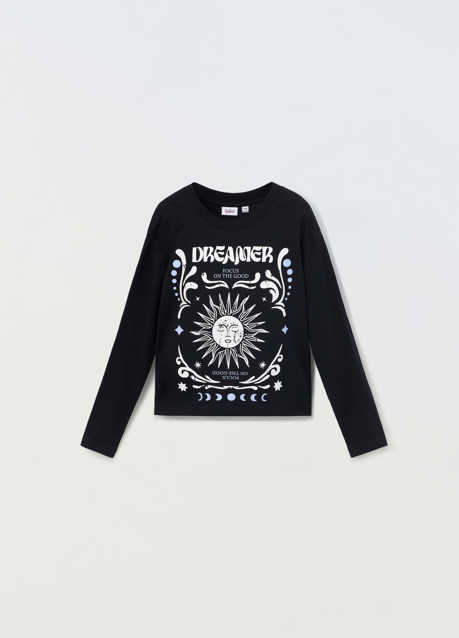 T-shirt a maniche lunghe in puro cotone ragazza_0