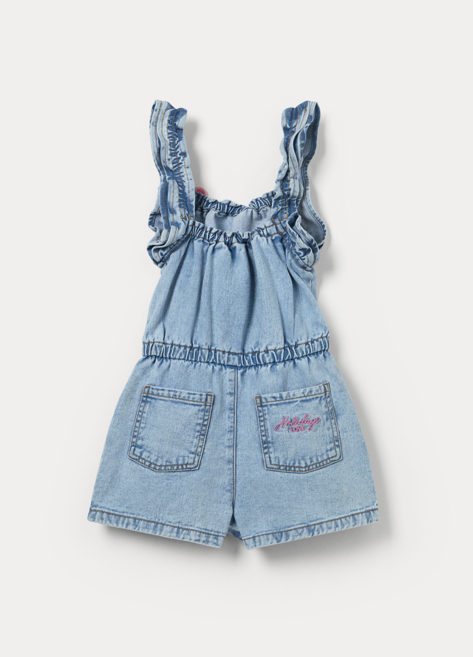 Salopette in denim di puro cotone bambina_1