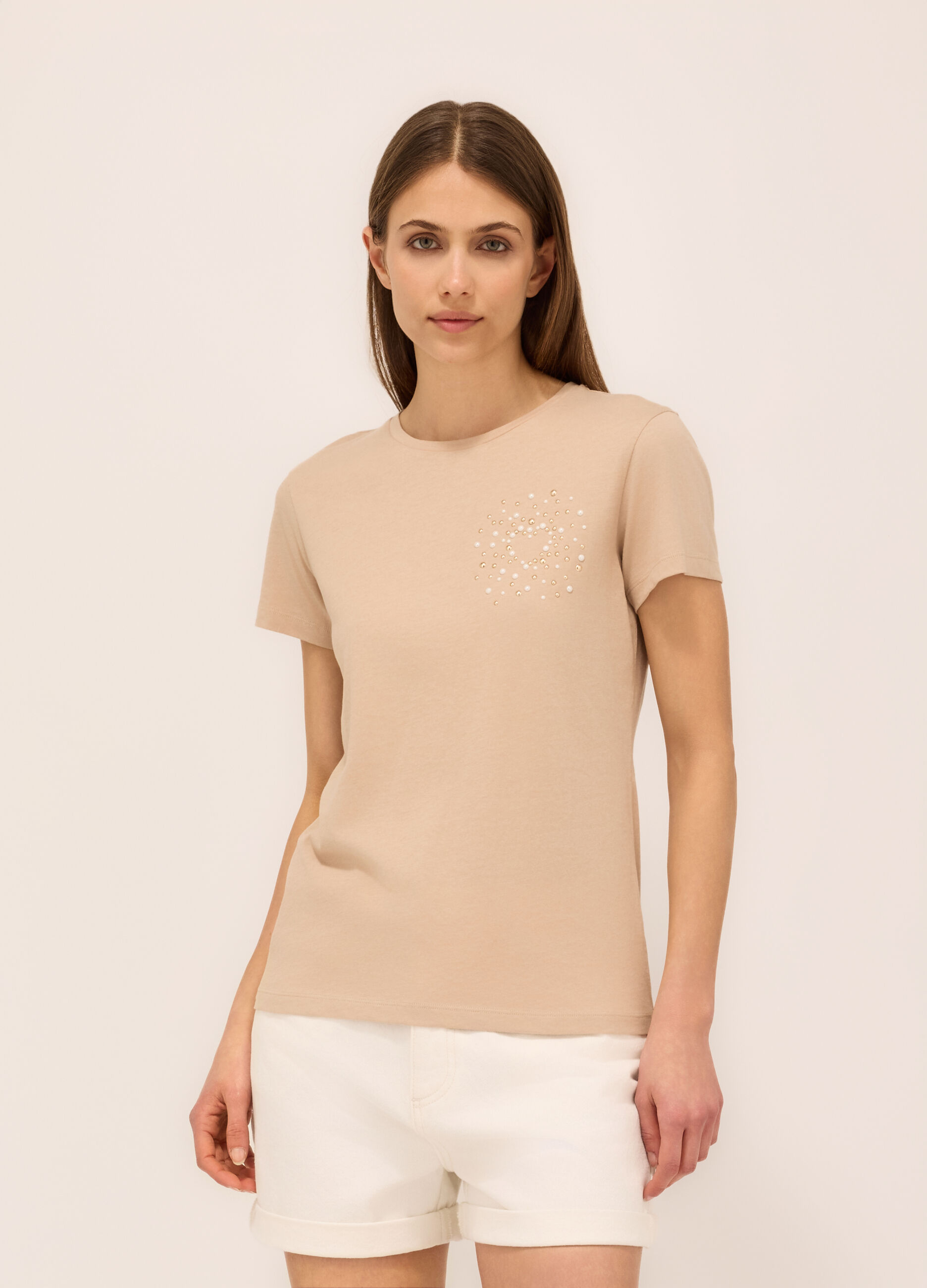 T-shirt in jersey di puro cotone donna_0