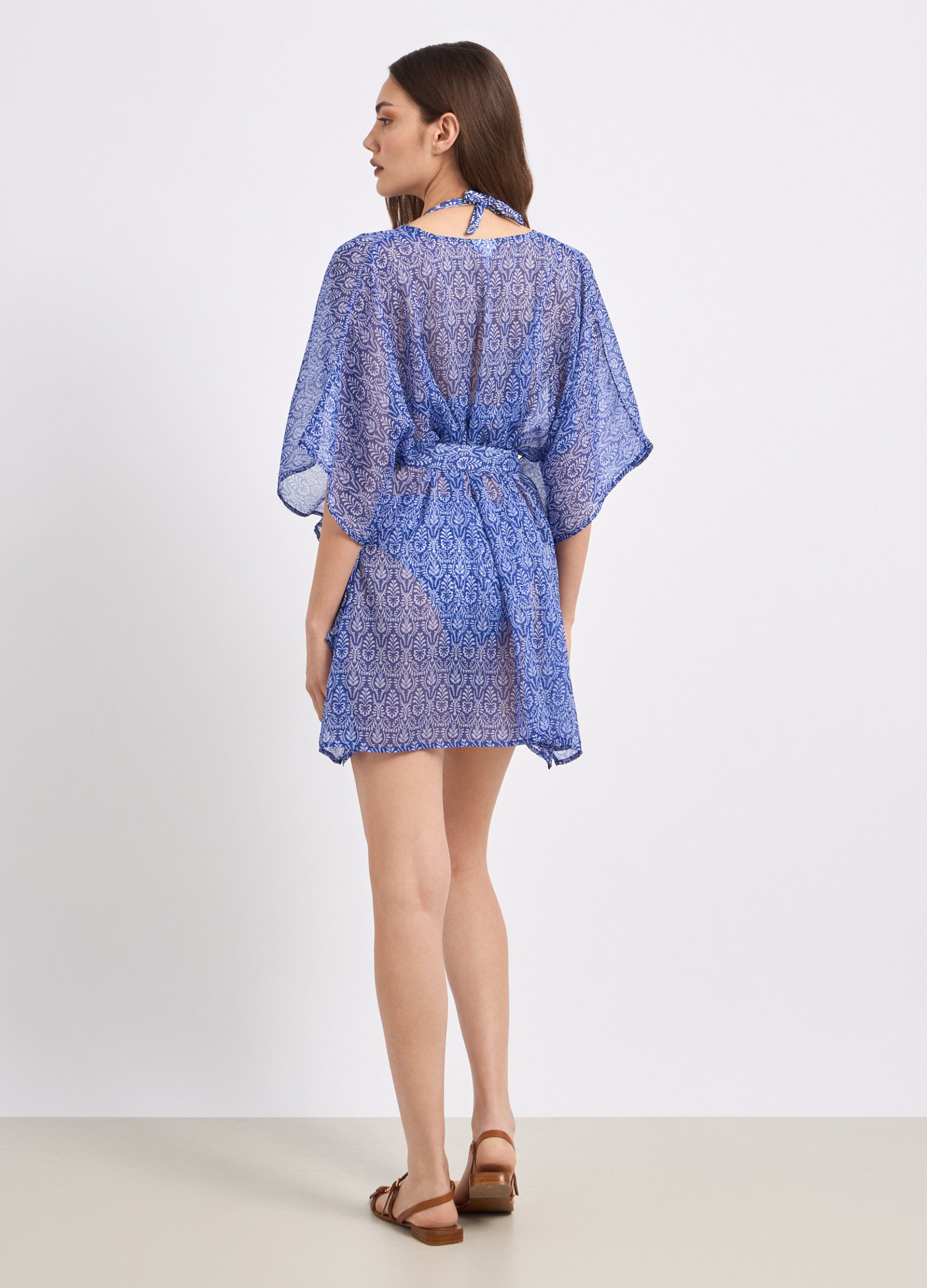 Copricostume corto in chiffon con stampa donna_1