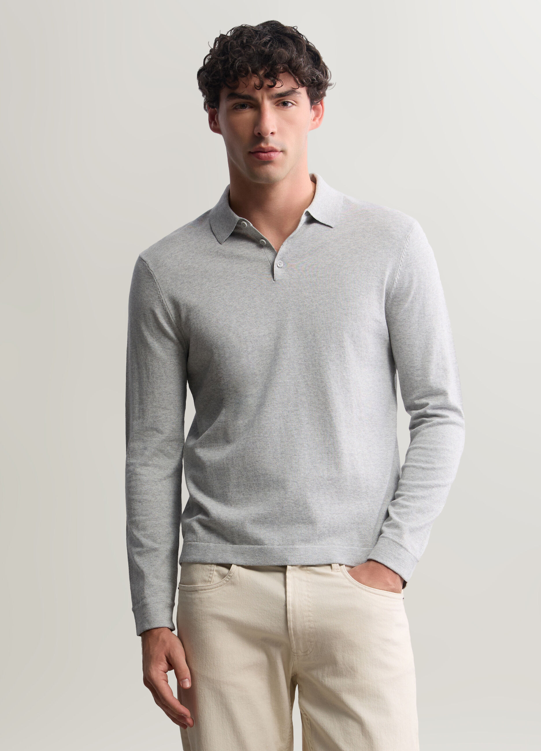 Polo a maniche lunghe in maglia uomo