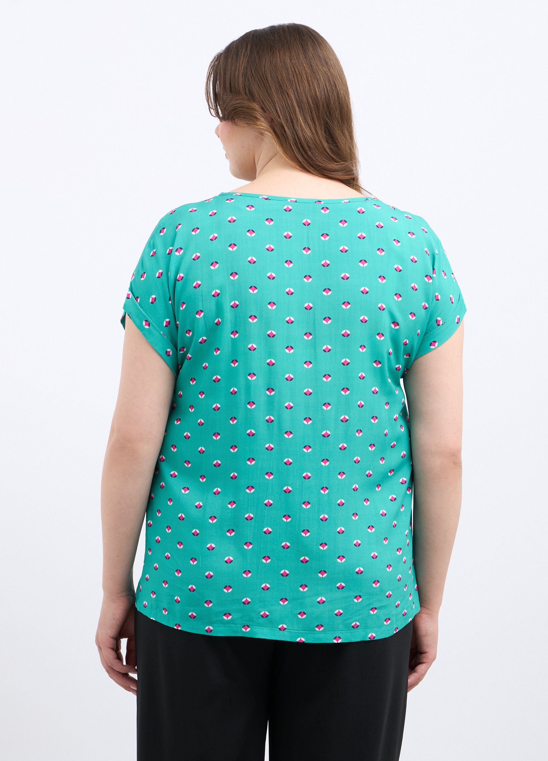 Blusa in pura viscosa a scollo rotondo donna curvy_1