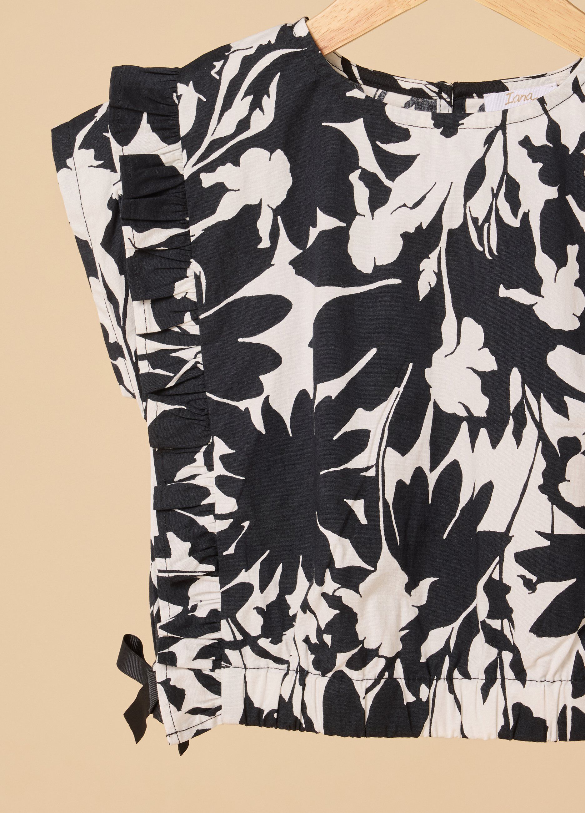 Blusa IANA in cotone stretch con stampa e rouches bambina_1