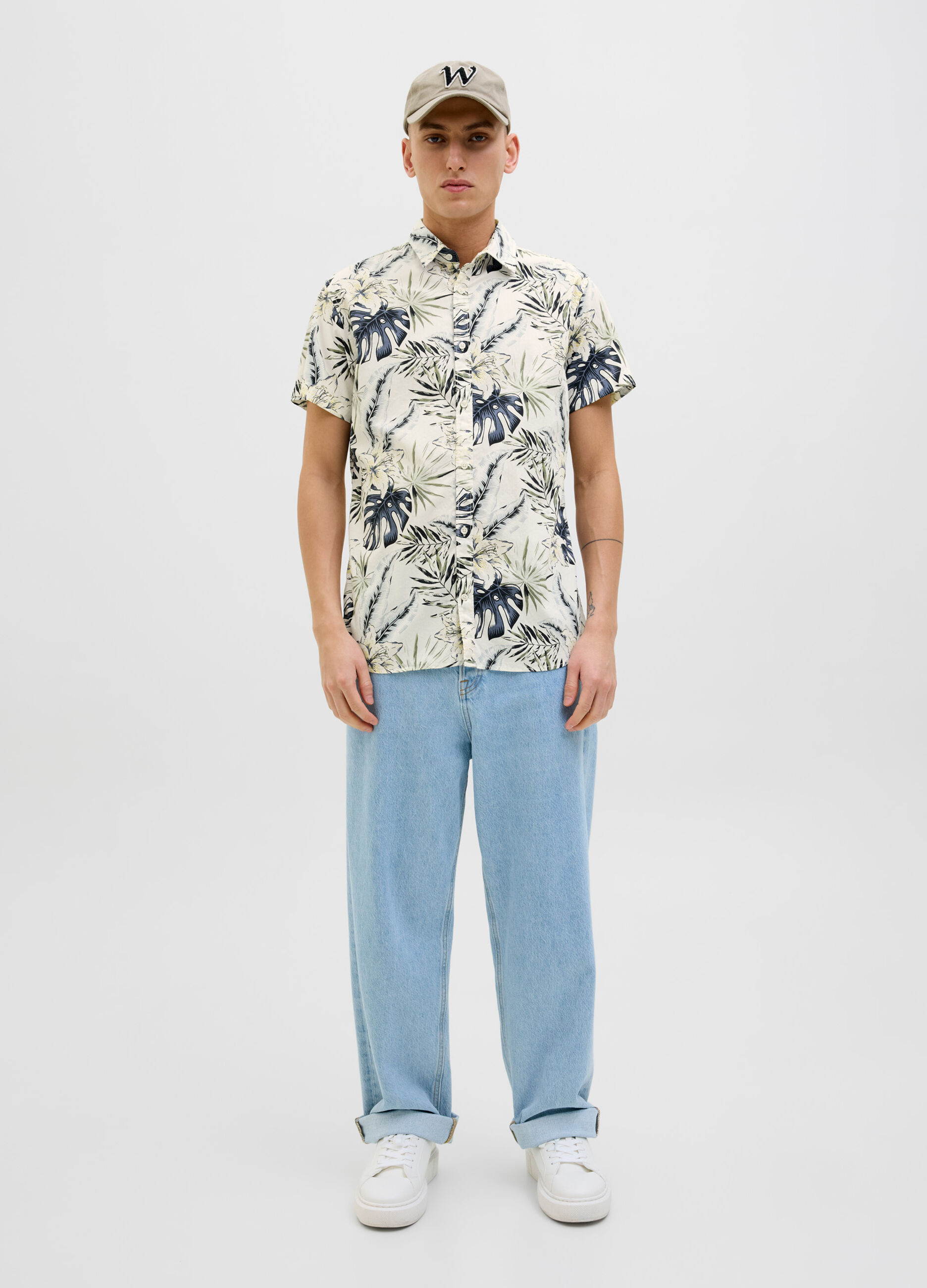 Camicia a maniche corte con stampa uomo