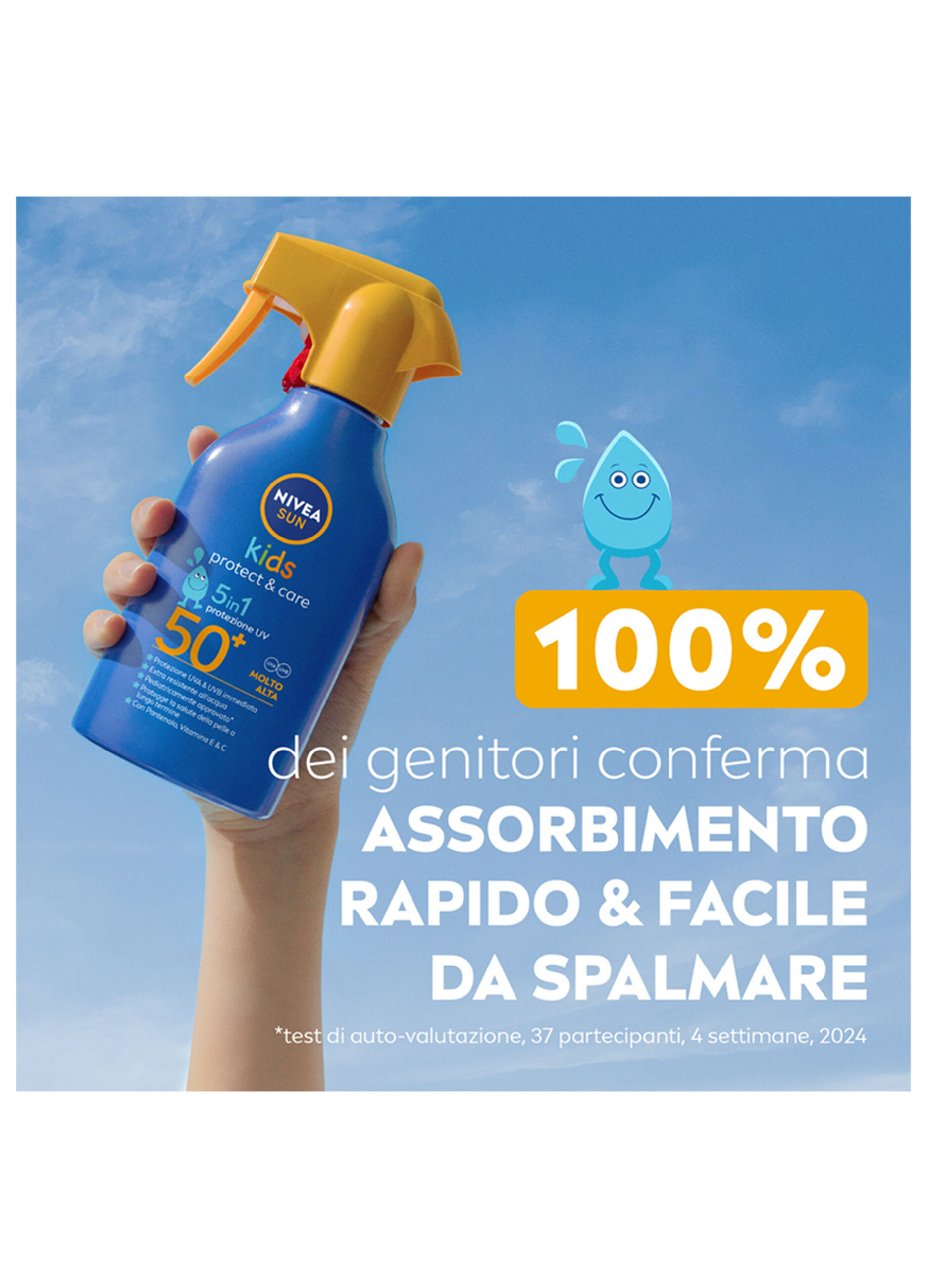 Nivea Sun Spray Solare Kids Protect & Care FP50+ 270 ml, Crema solare per bambini waterproof_4