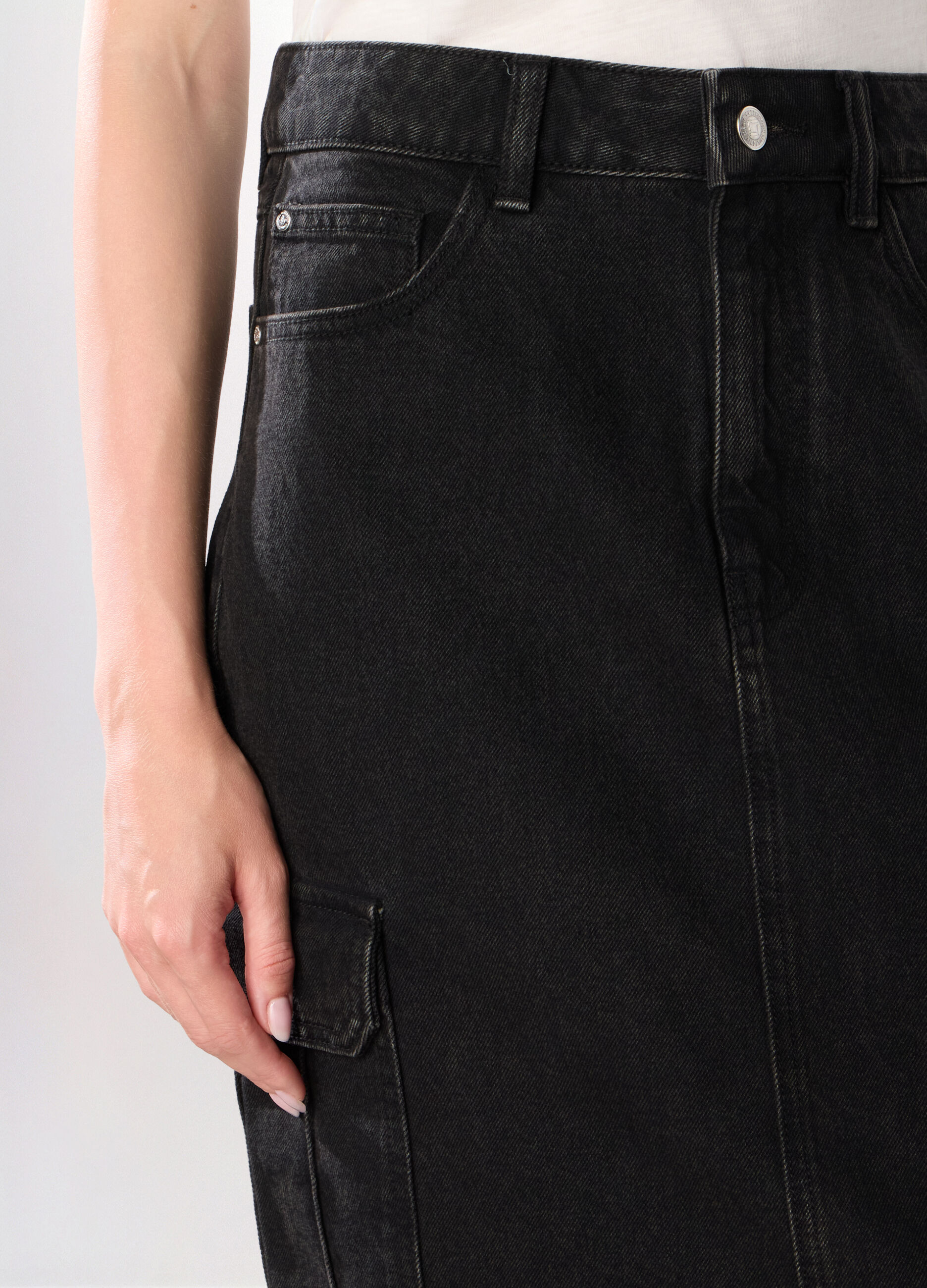Gonna lunga in denim di puro cotone donna_2