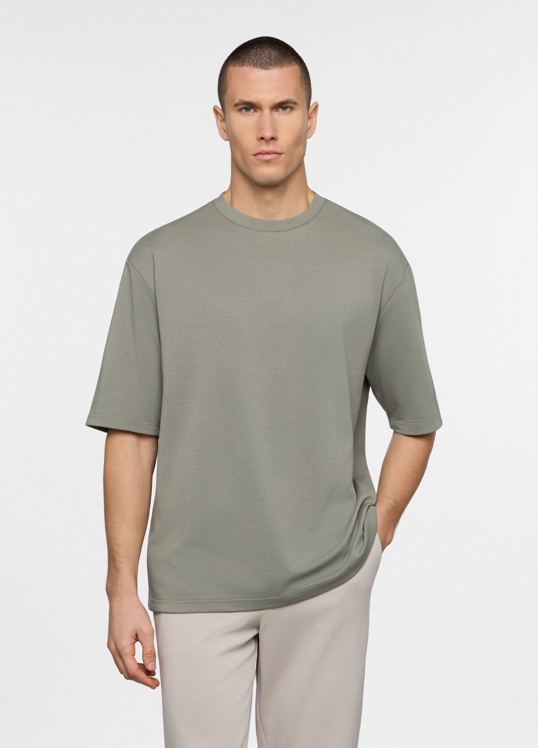 T-shirt girocollo in interlock uomo_0