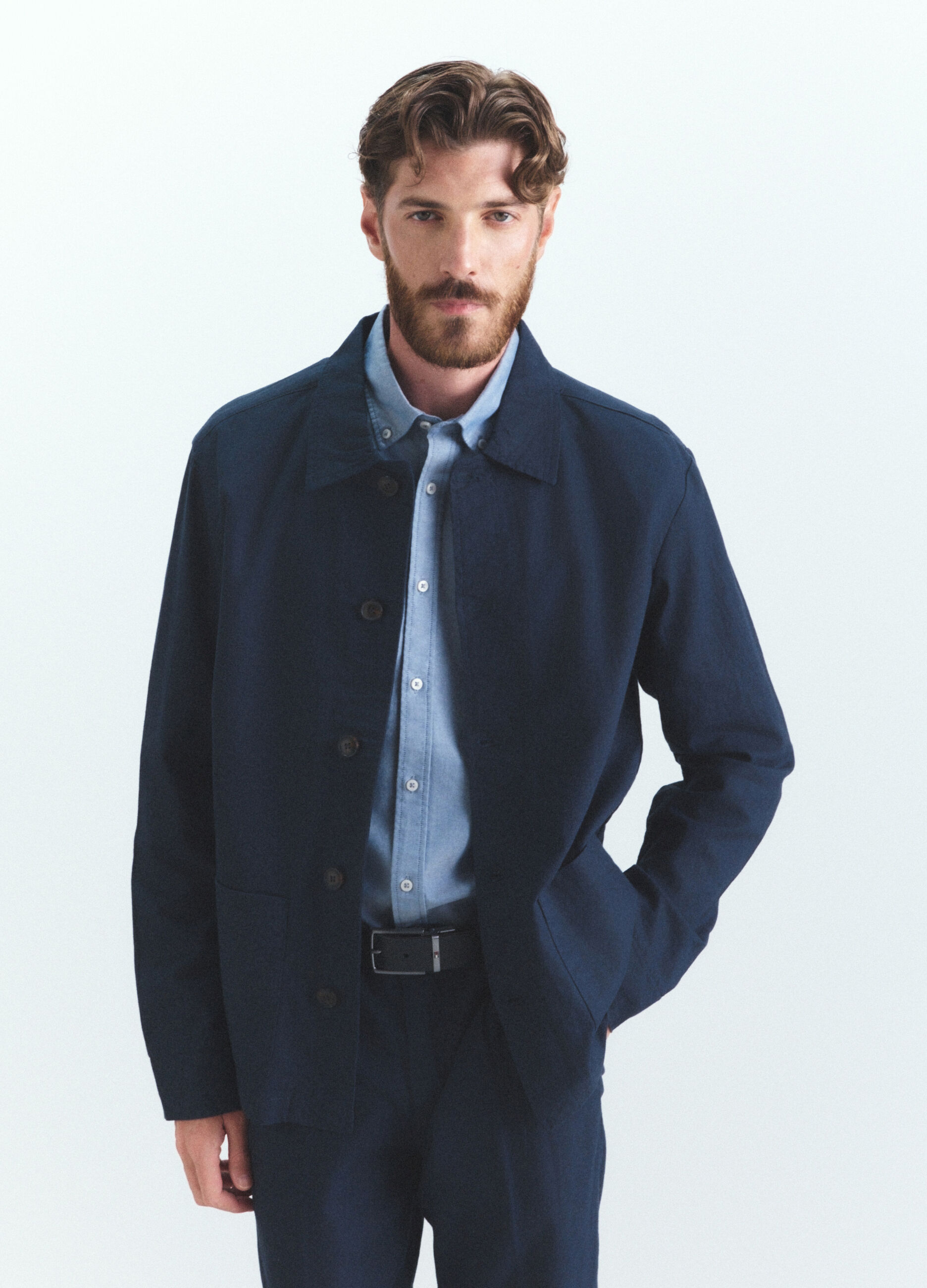 Giacca a camicia in lino e cotone uomo