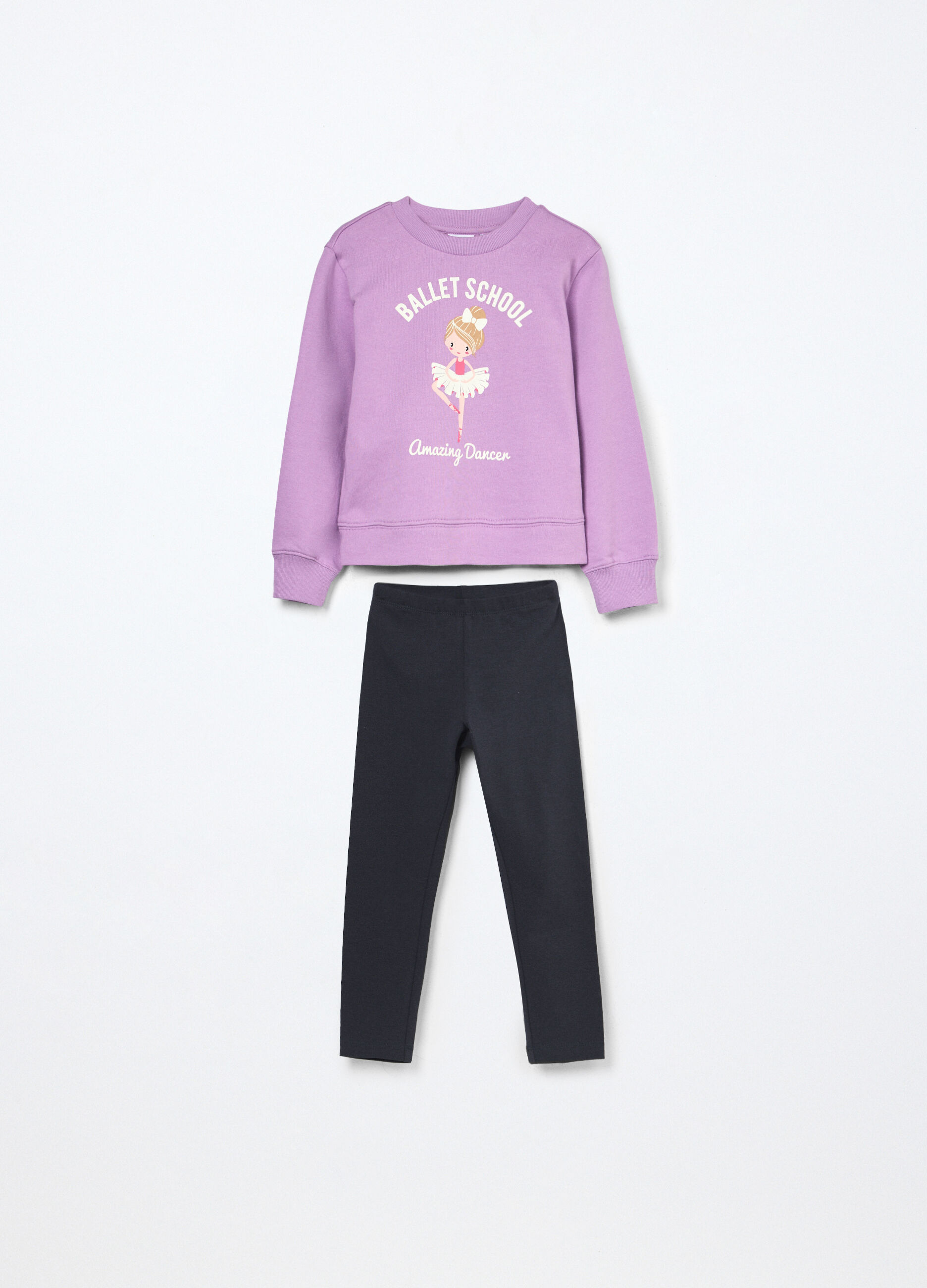 Jogging set in french terry di puro cotone bambina_0