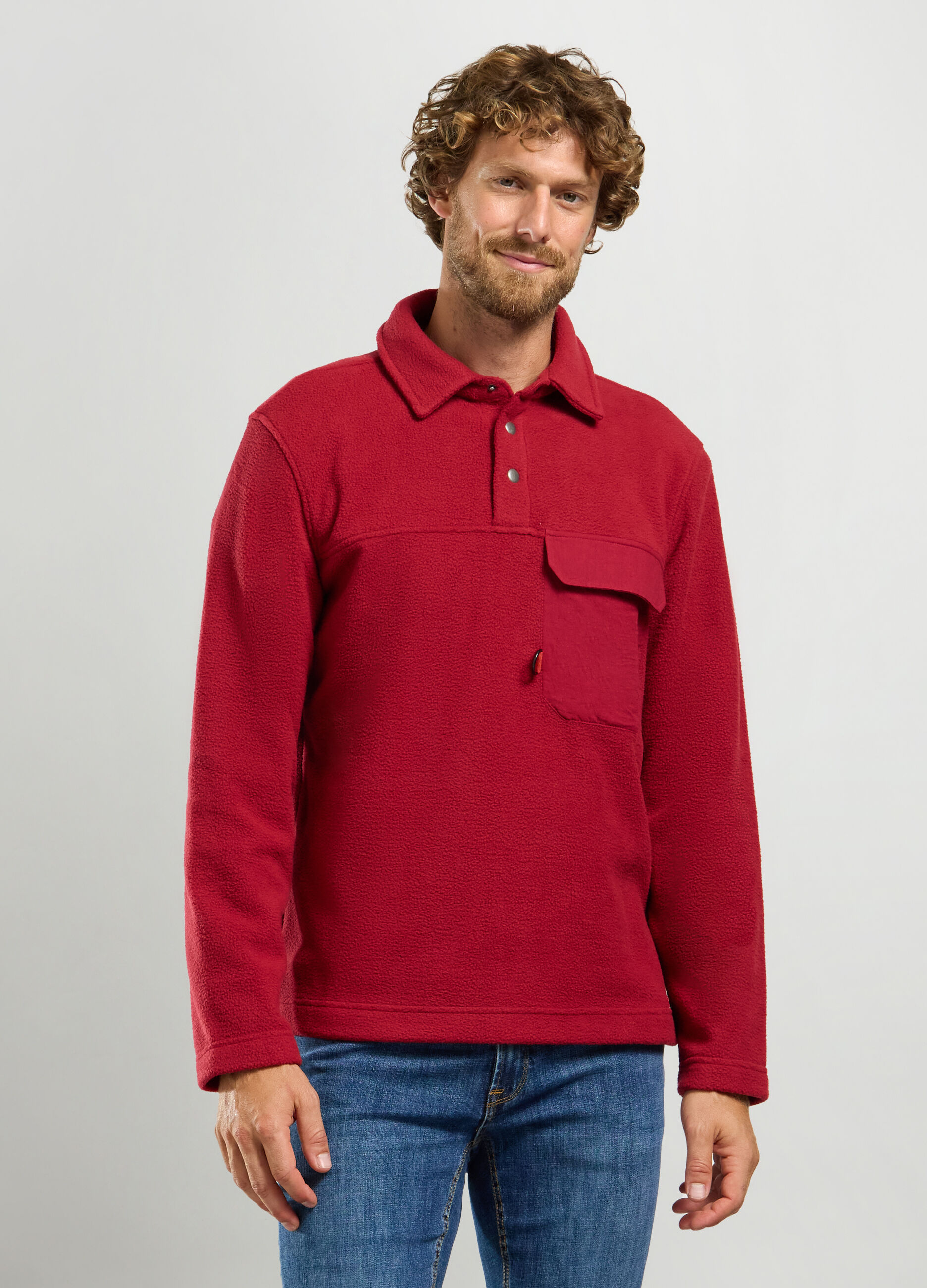 Felpa in pile con colletto uomo_0