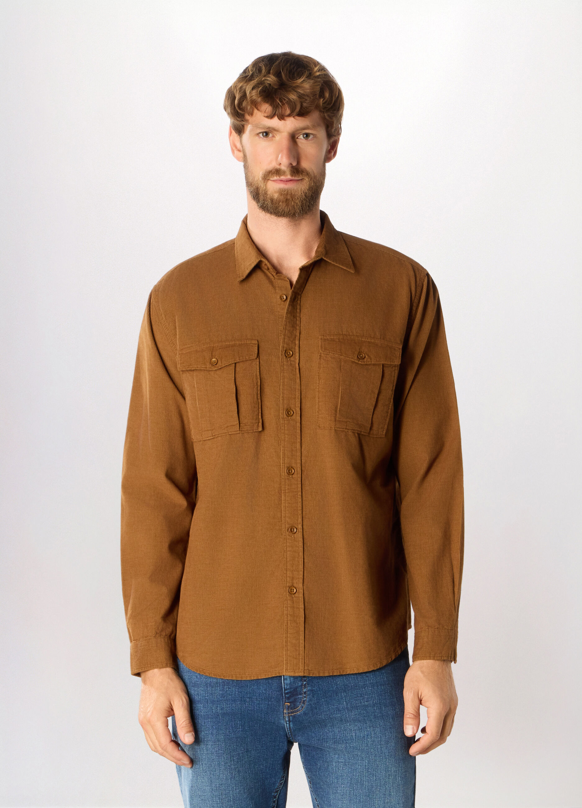 Camicia in velluto di cotone uomo_0