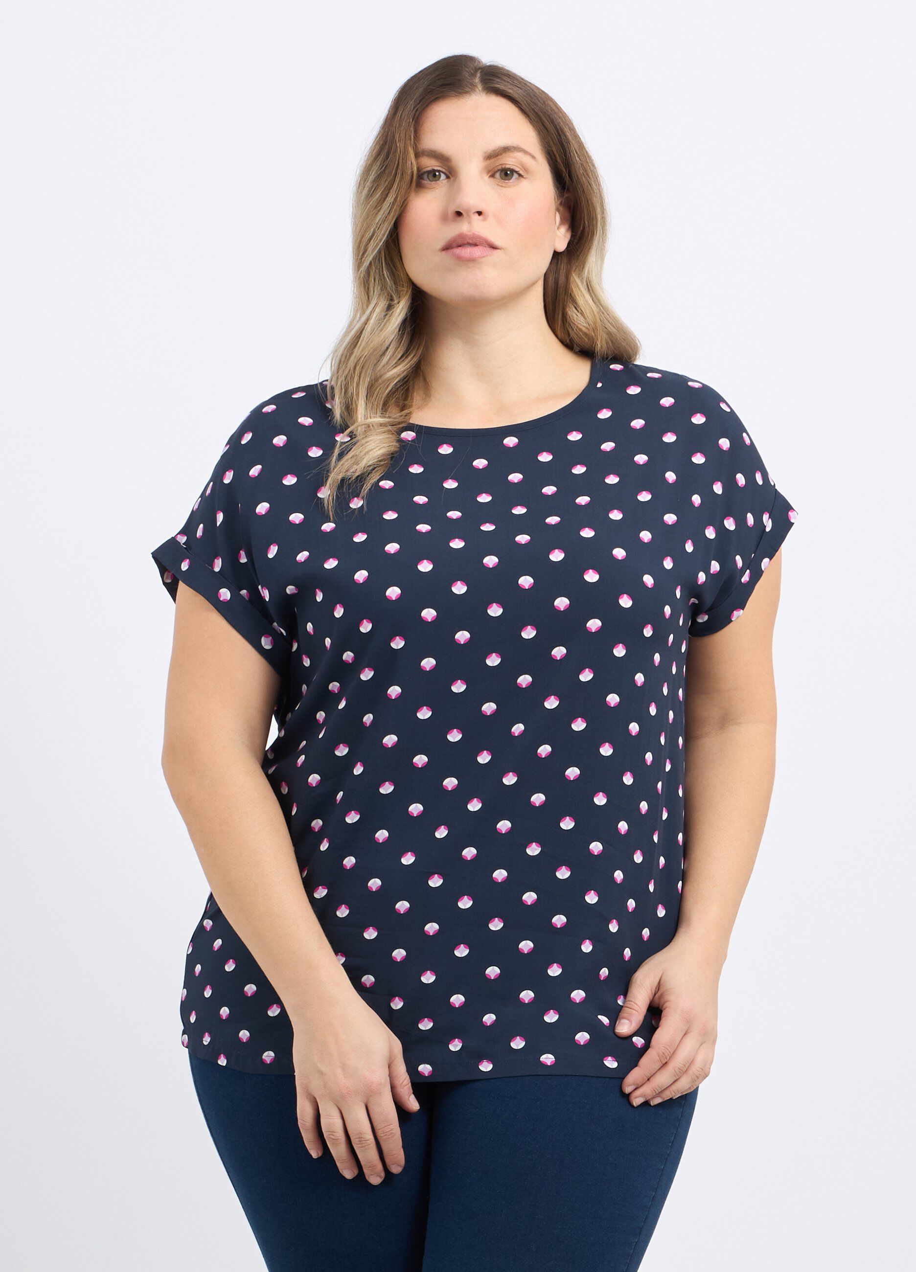 Blusa in pura viscosa a scollo rotondo donna curvy_0