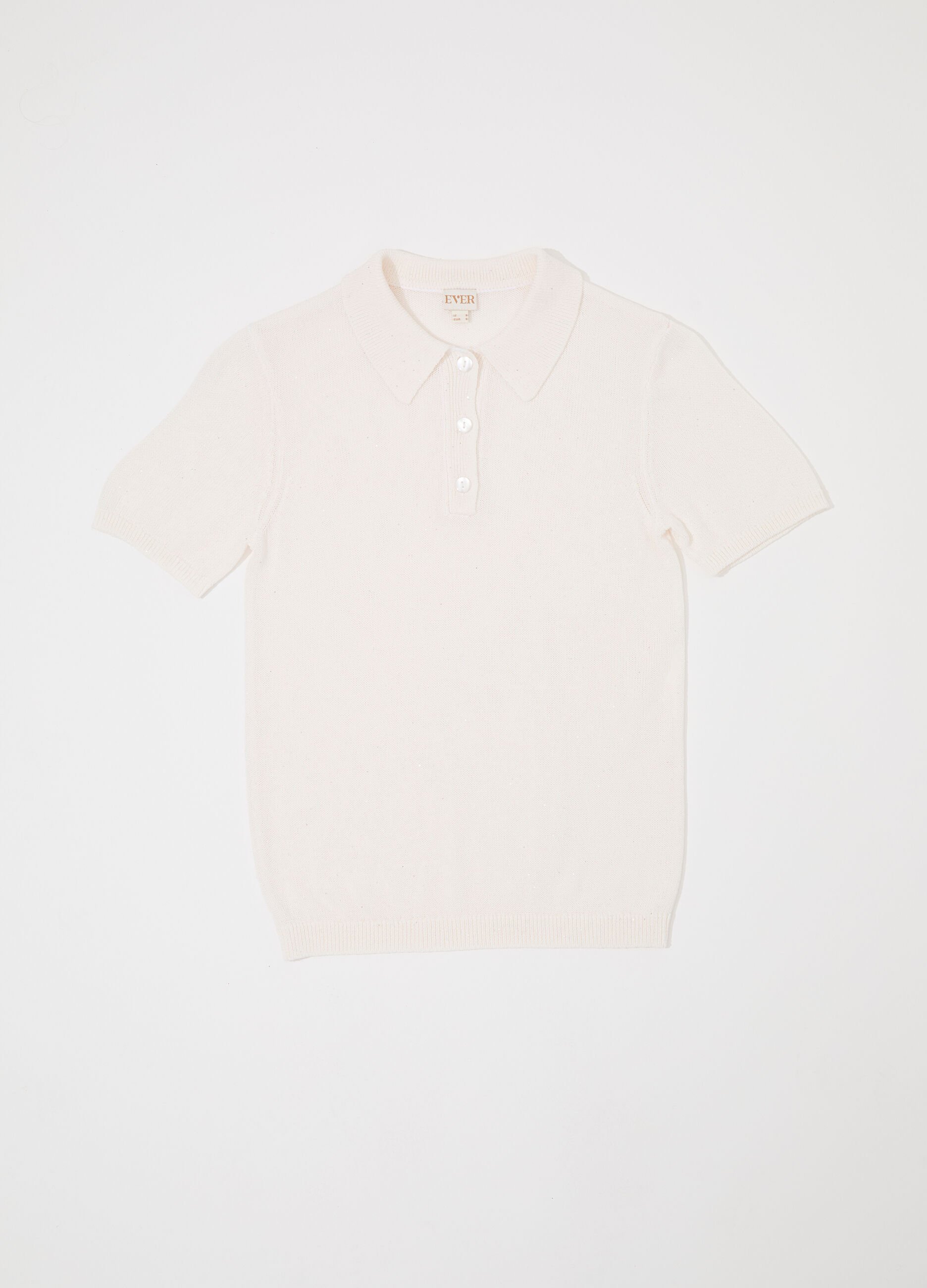 Polo in tricot a maniche corte con paillettes donna_4