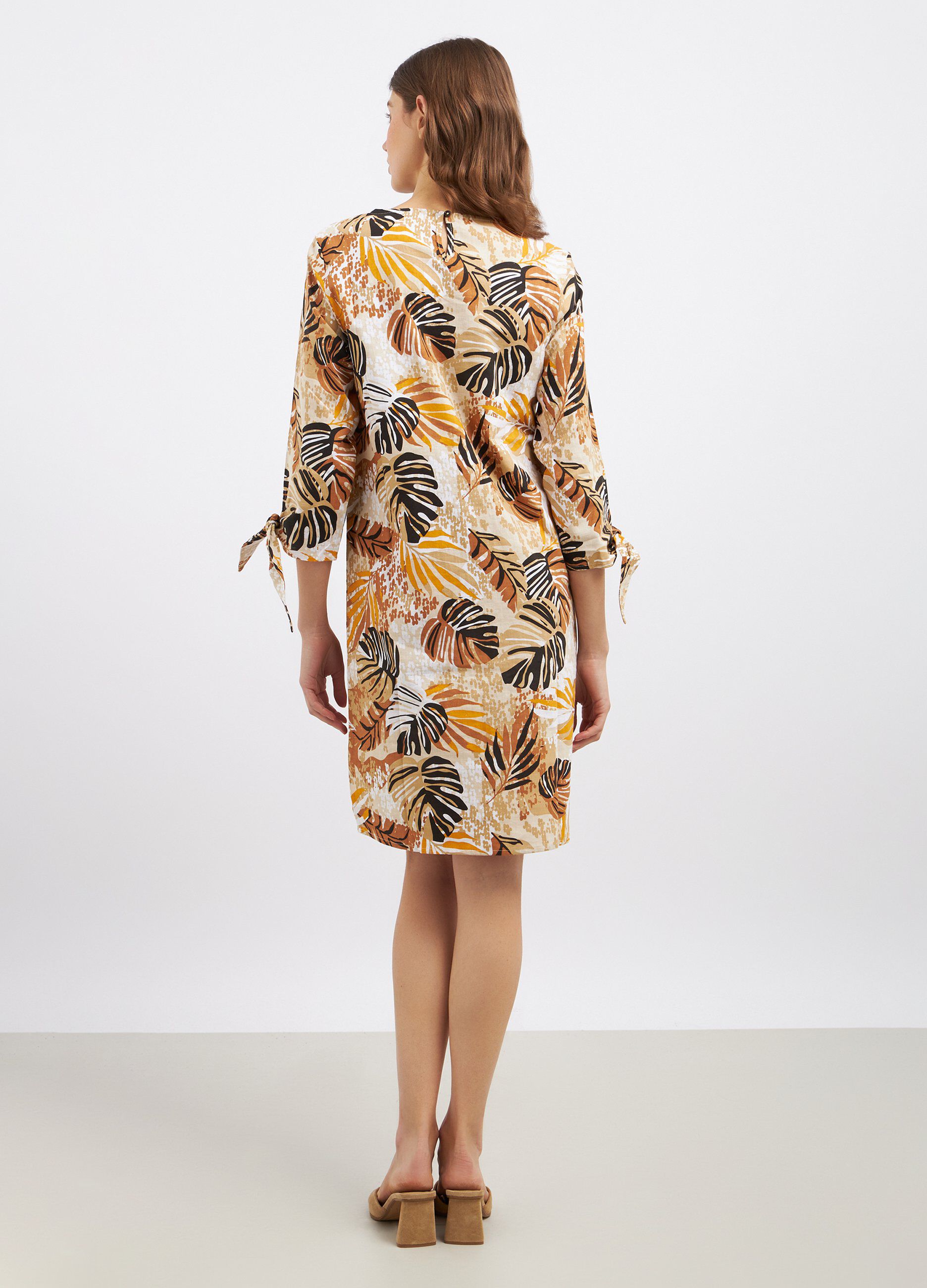 Abito corto in misto lino donna_1