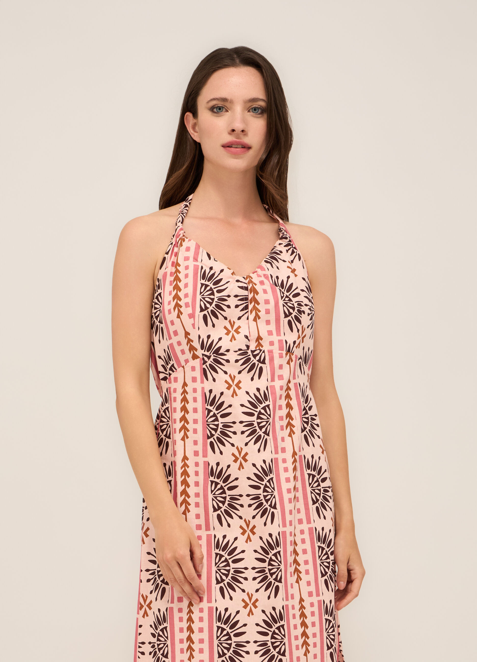 Abito lungo in misto lino donna_2