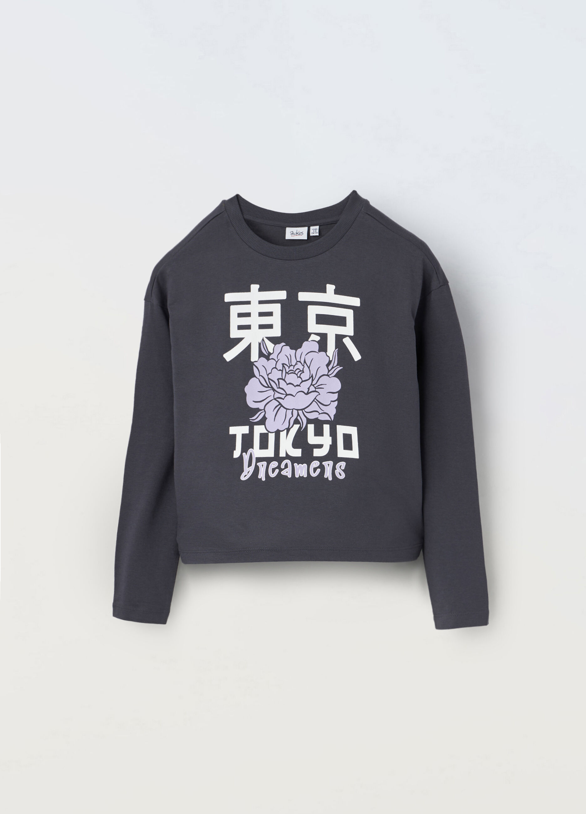 T-shirt a maniche lunghe in puro cotone ragazza_0