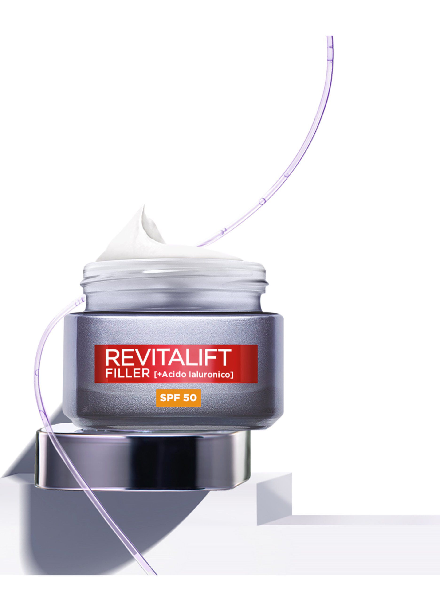 L'Oréal Paris Crema Viso Giorno Revitalift Filler, Azione Antirughe Rivolumizzante con Acido Ialuronico Micro-filler, SPF 50, 50 ml.