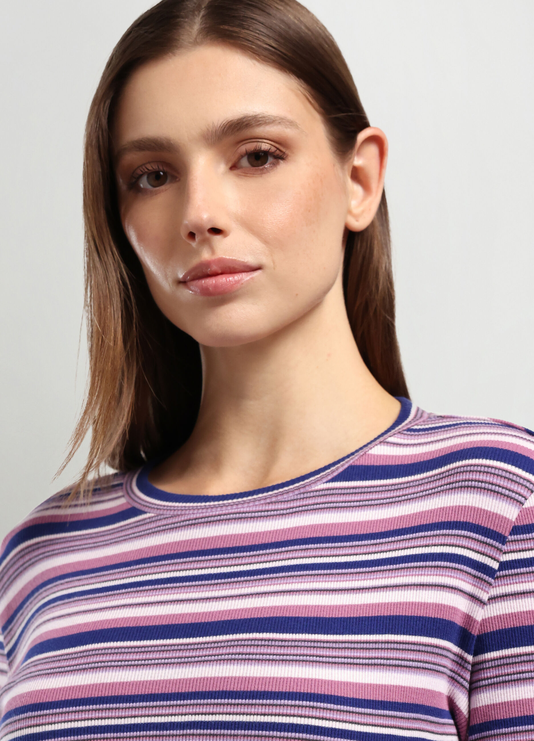 T-shirt in costina di puro cotone donna_2