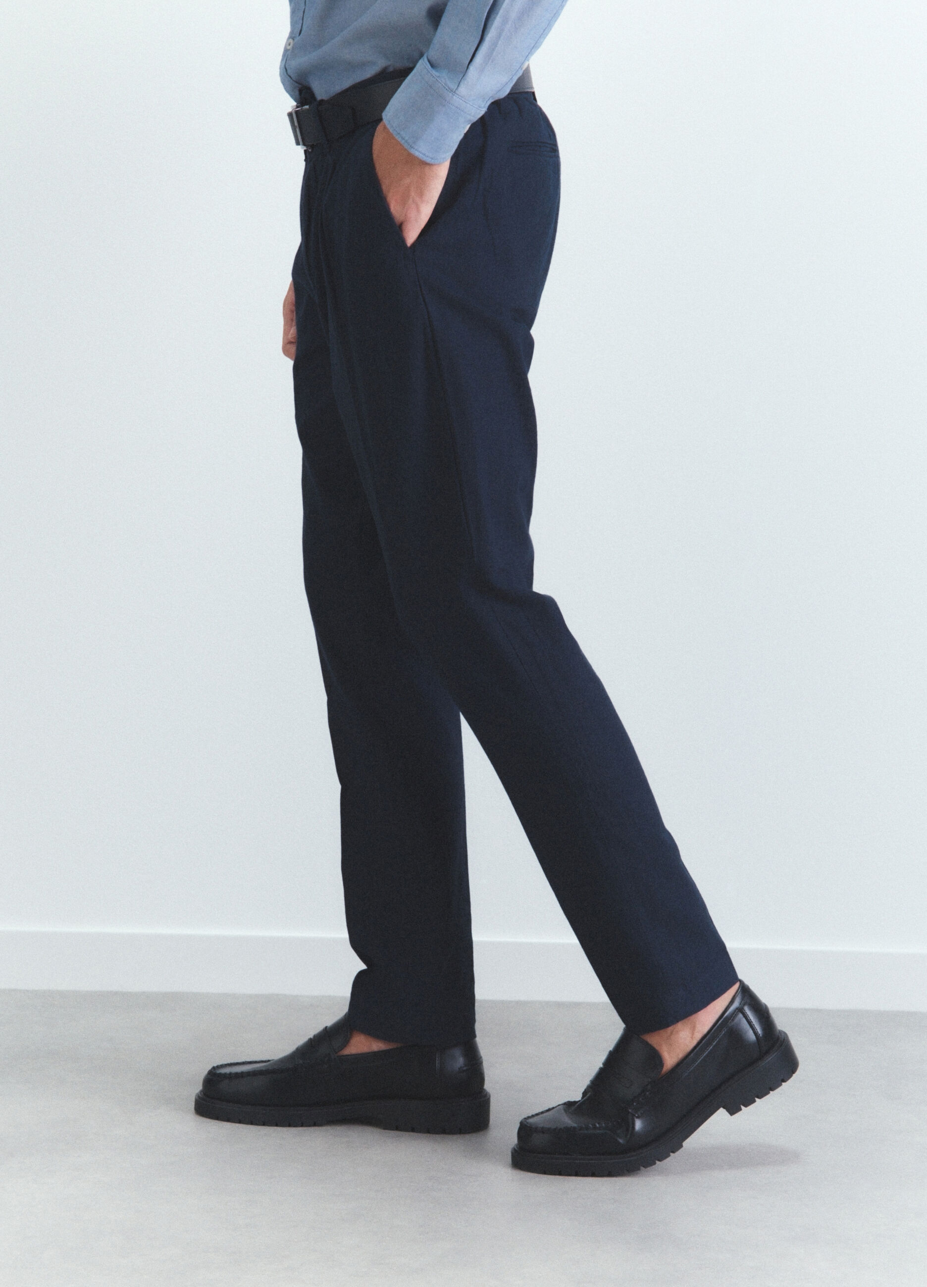 Pantalone chino in lino e cotone uomo