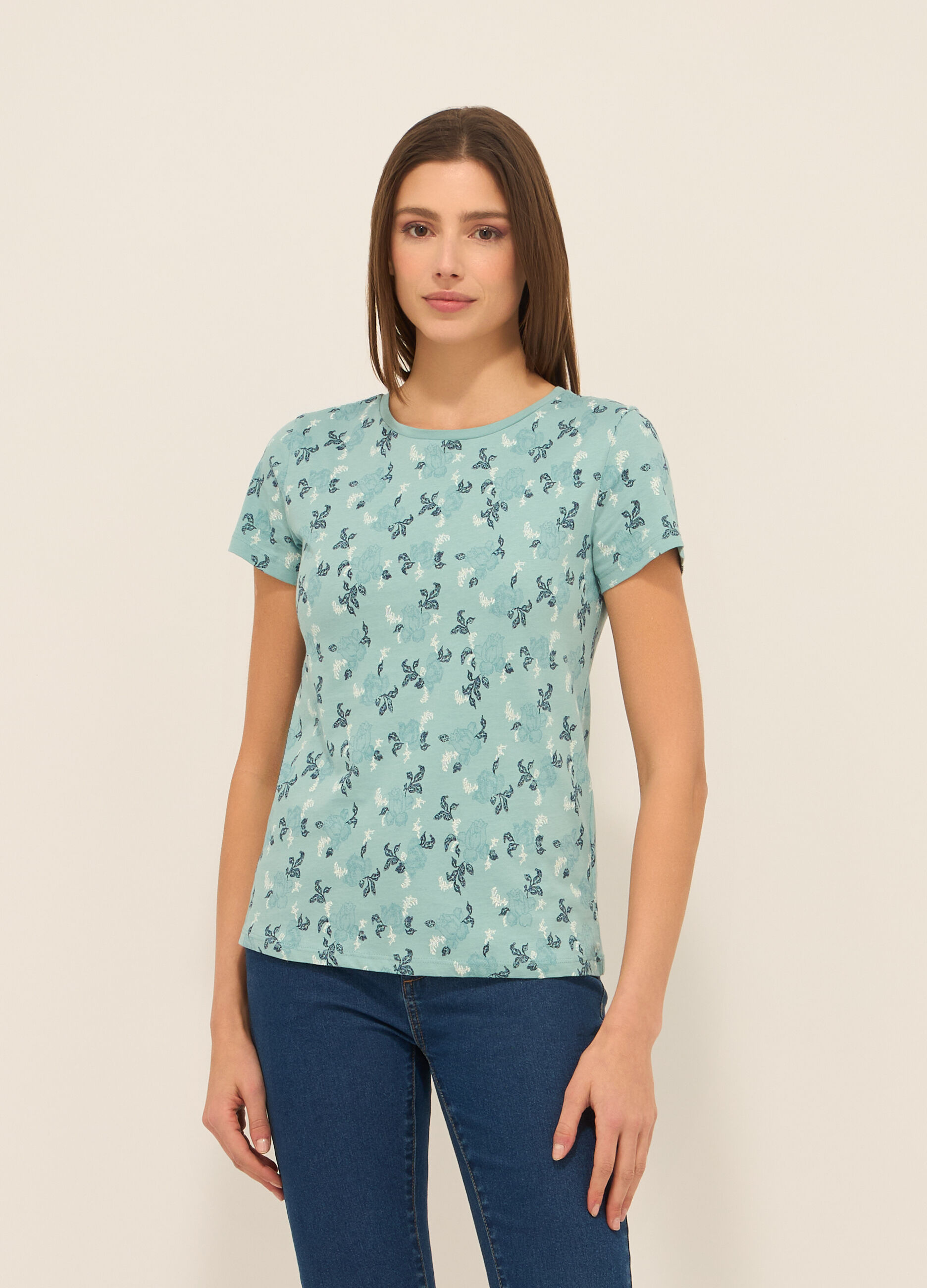 T-shirt in jersey di puro cotone donna_0