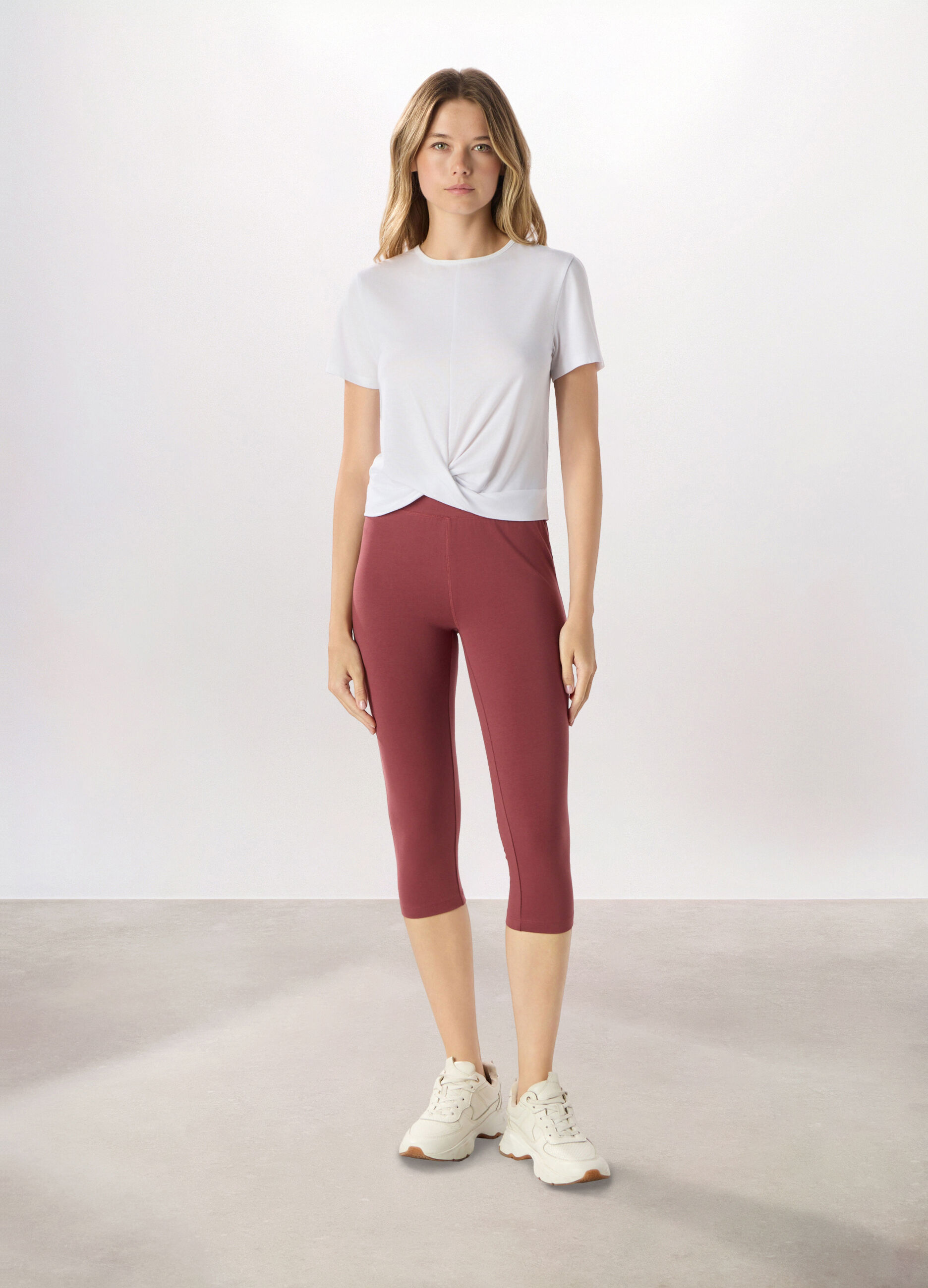 Leggings capri in jersey di cotone stretch Holistic fitness donna_0