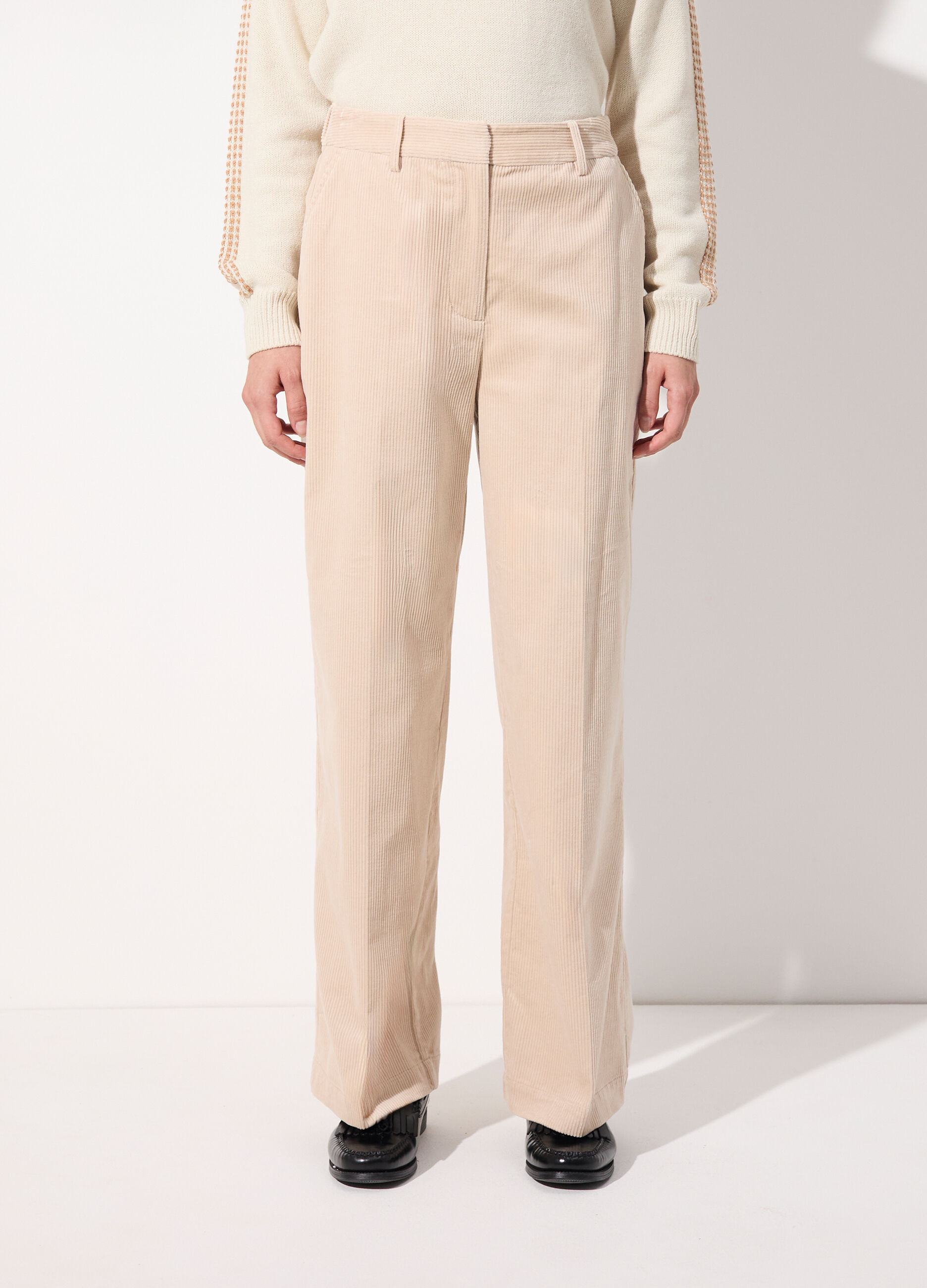 Pantalone dritto in velluto corduroy donna_1