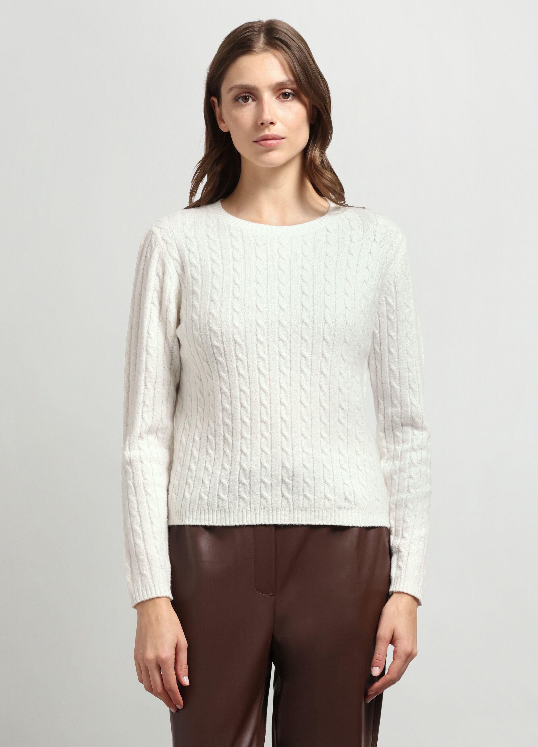 Pullover tricot a treccia donna_0