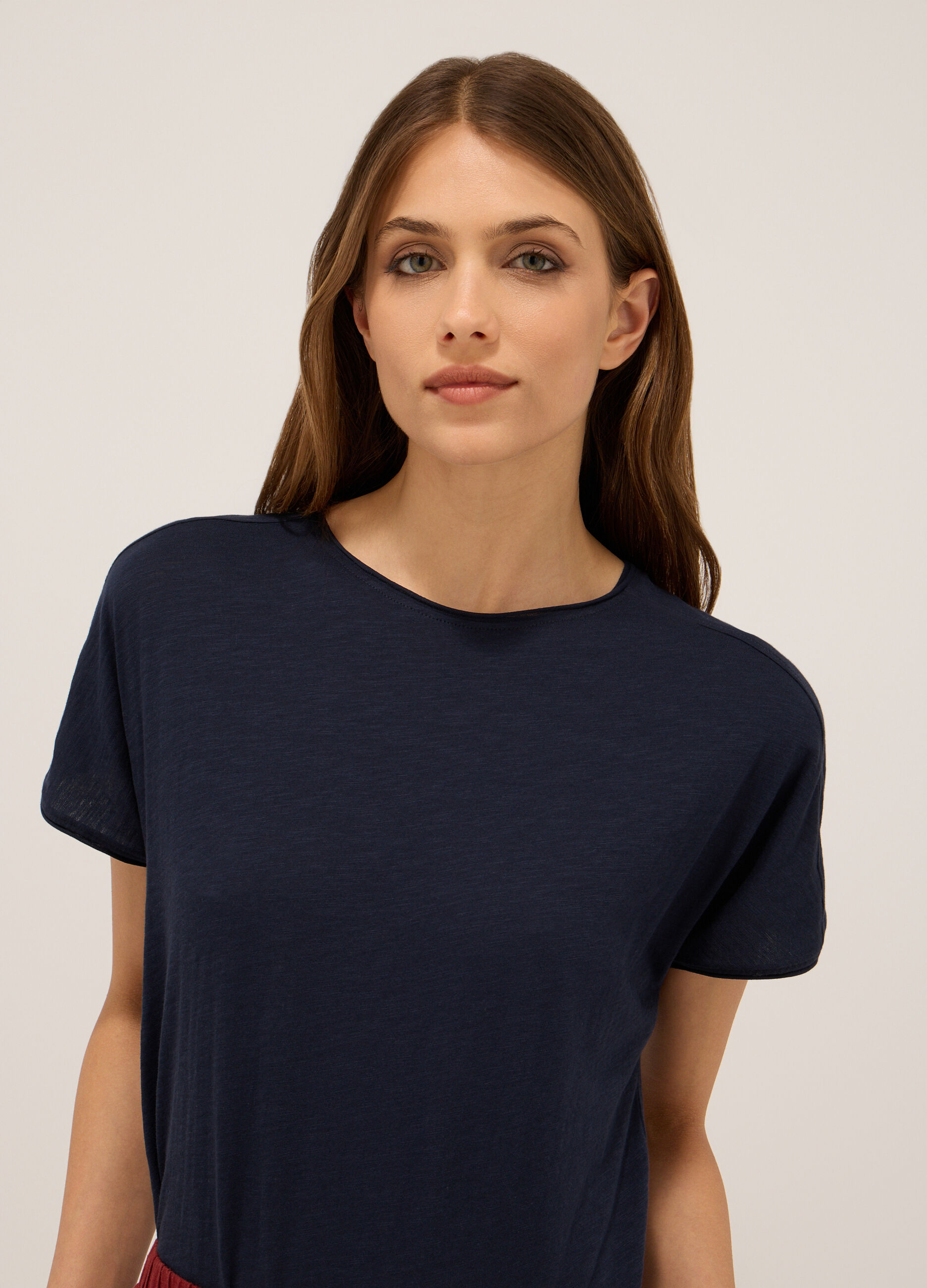 T-shirt in jersey slub di puro cotone donna_2