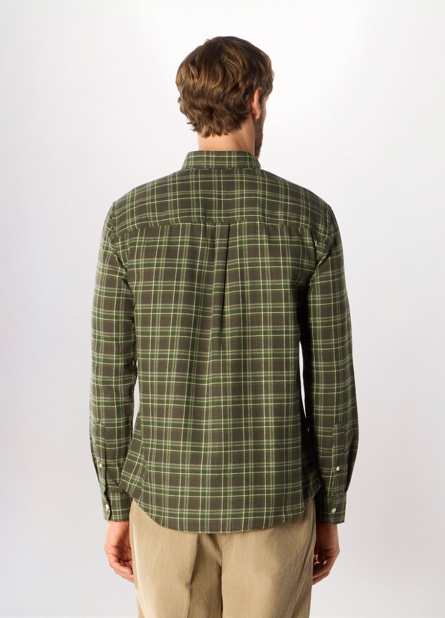 Camicia slim fit in flanella a quadri uomo_1