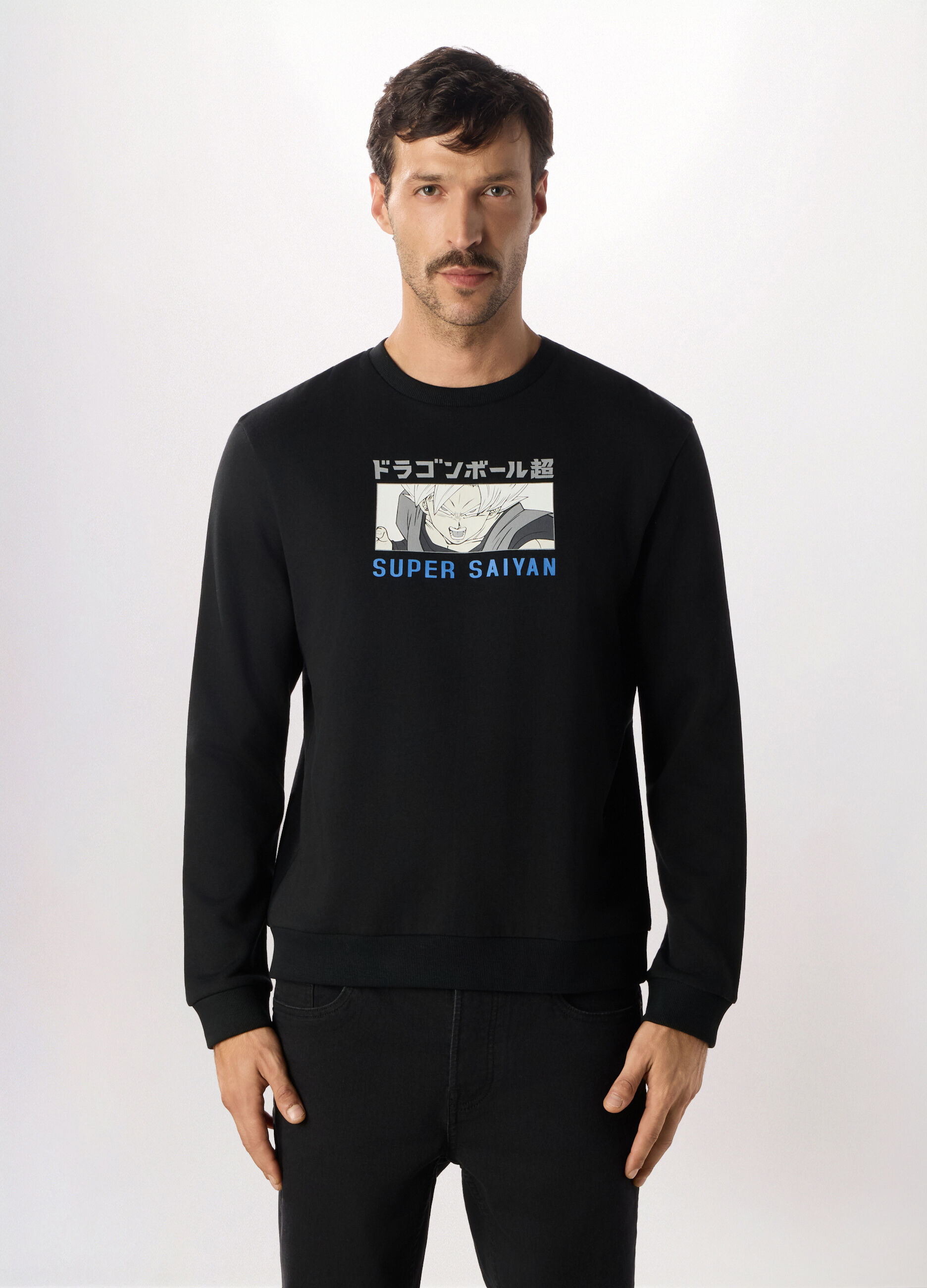 Felpa in puro cotone con stampa Dragon Ball uomo_0