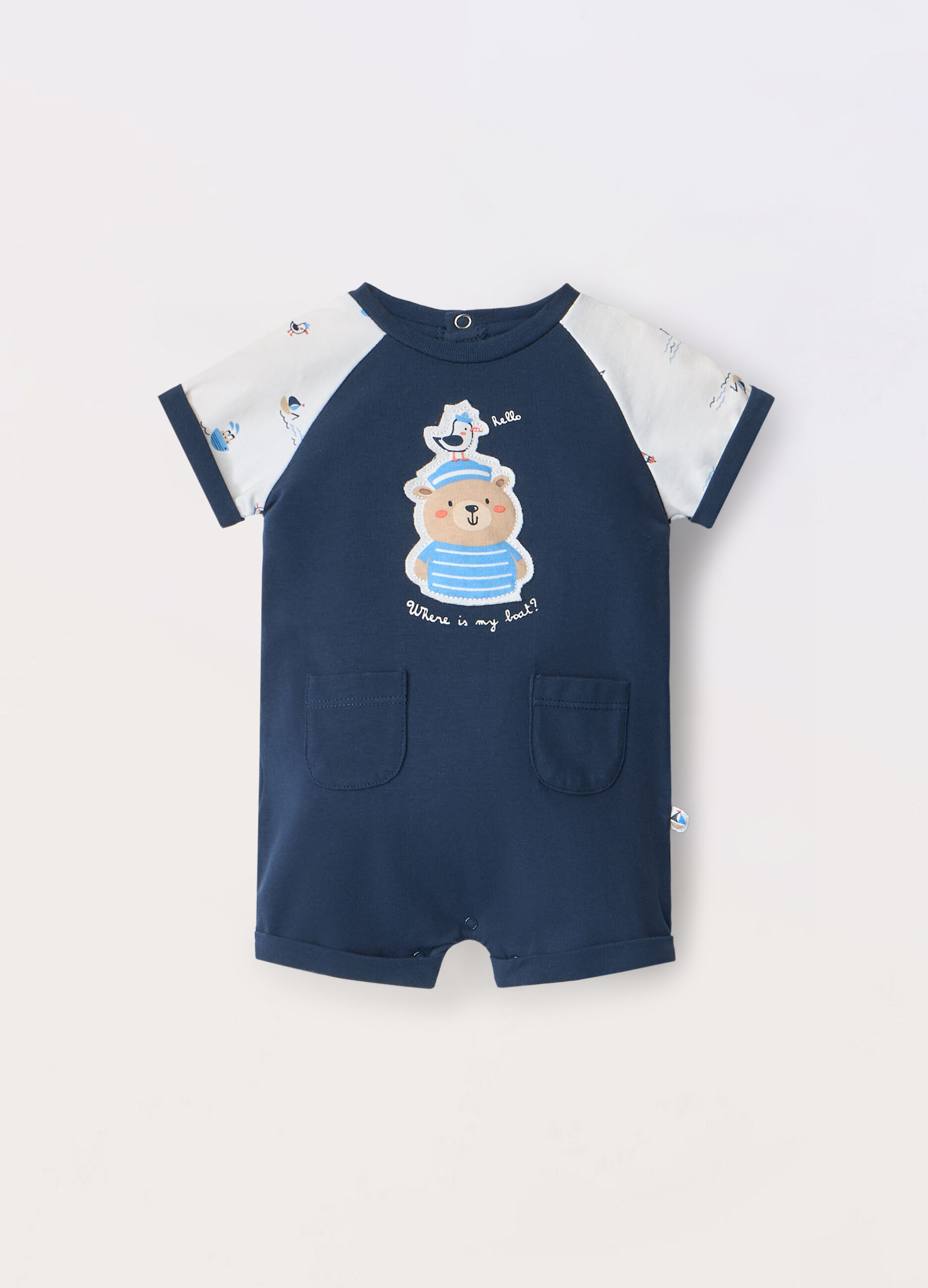 Tutina in jersey di puro cotone neonato_0
