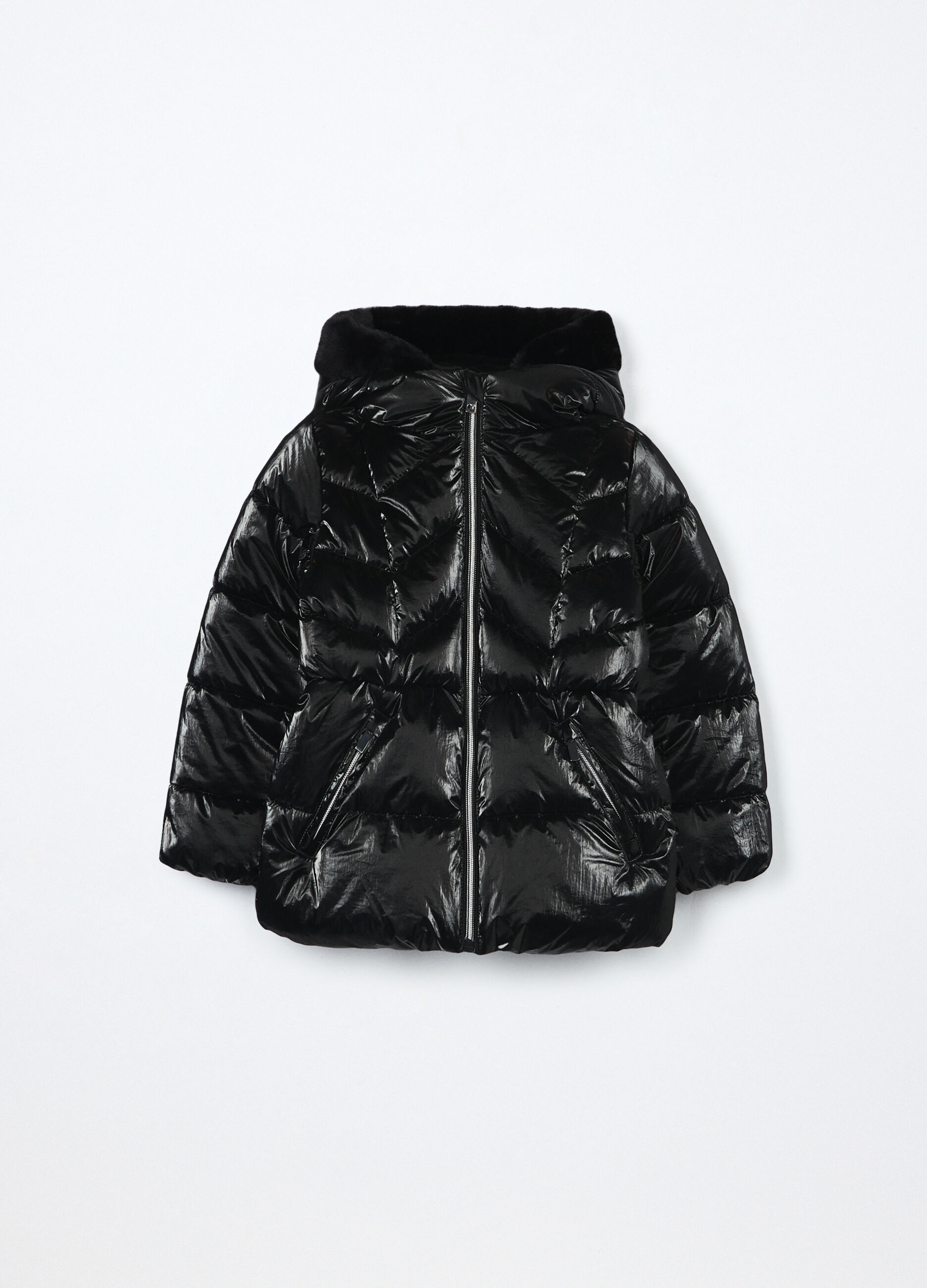 Giubbino imbottito con cappuccio bambina_0