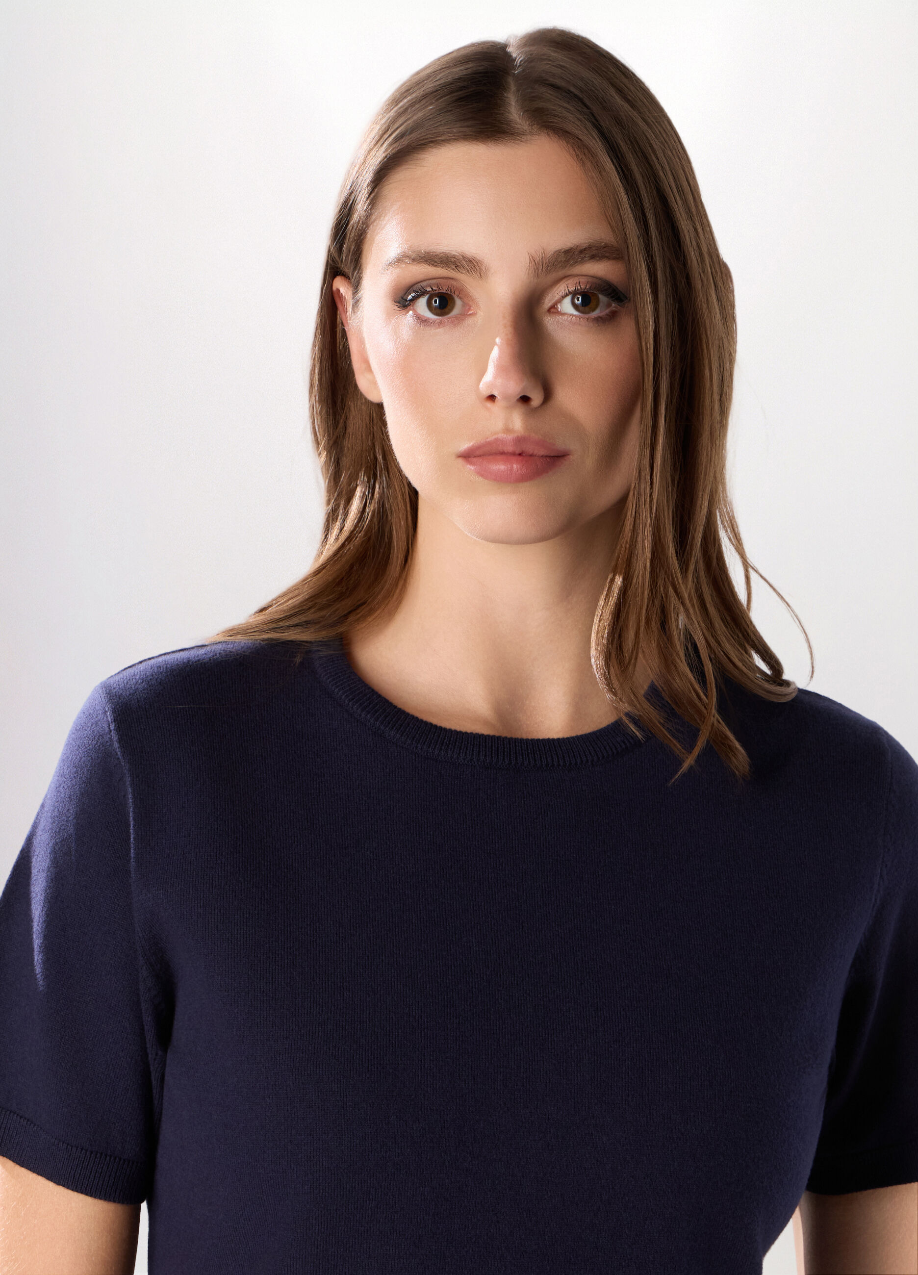 Tricot a maniche corte in misto cotone donna_2