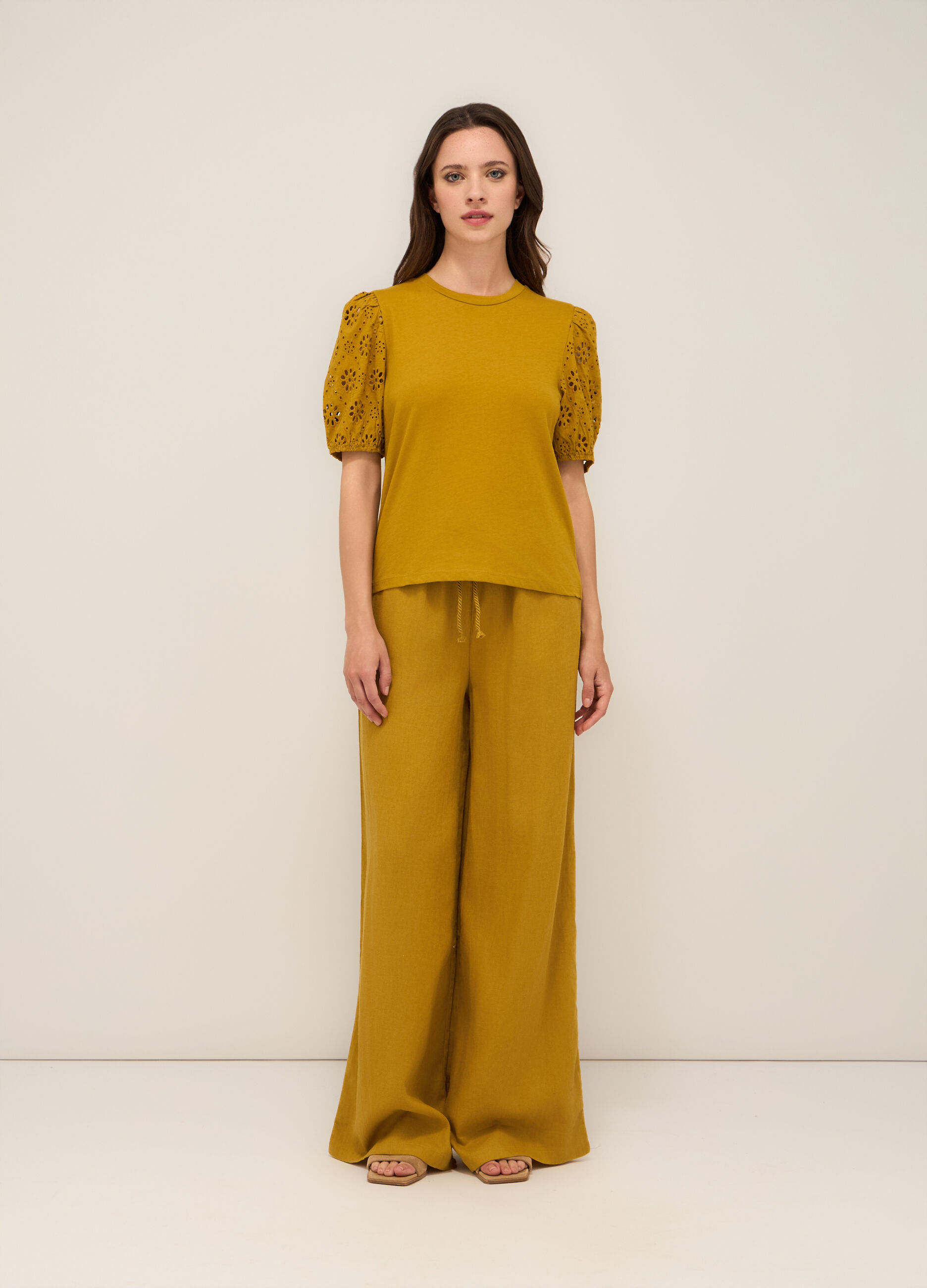 Pantaloni palazzo misto lino donna_0