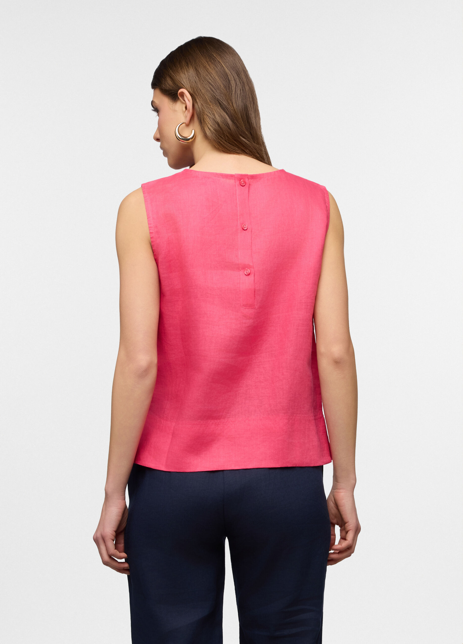 Blusa girocollo Fit Regular in puro lino donna