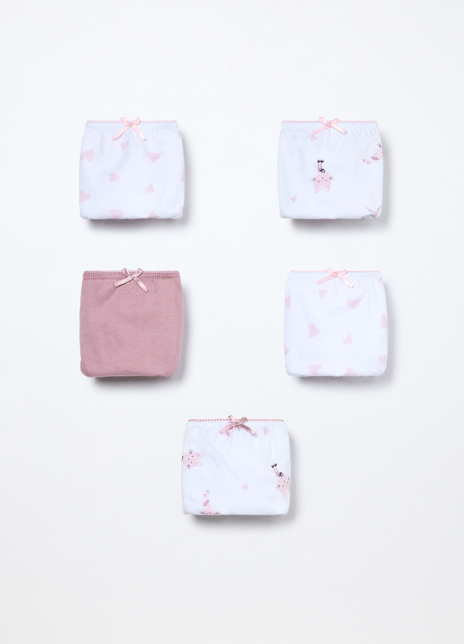 Pack 5 slip in jersey di puro cotone bambina_0