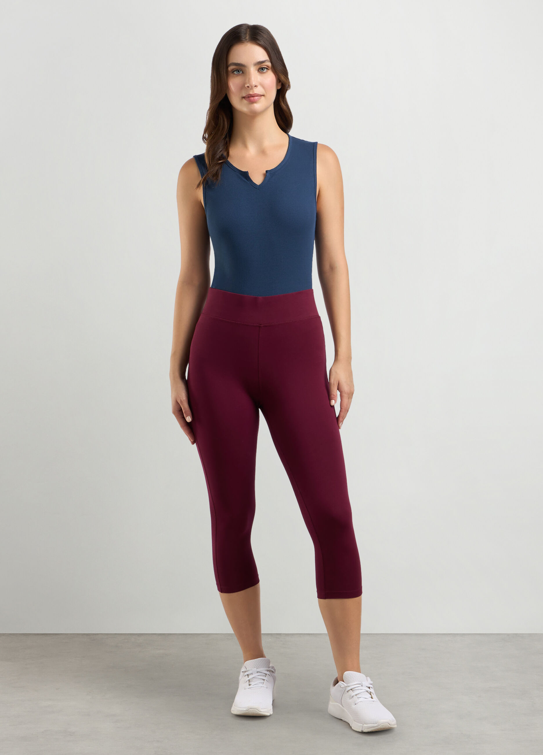 Leggings capri in cotone stretch donna_0