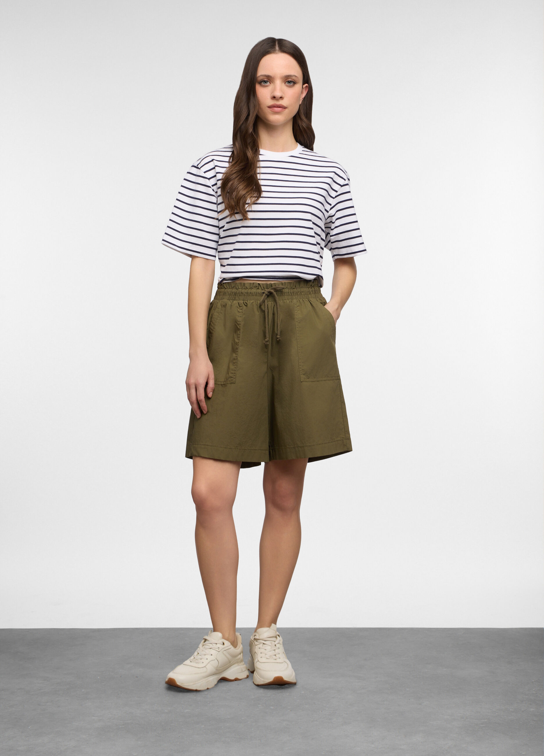 Bermuda regular fit in popeline di puro cotone donna_0