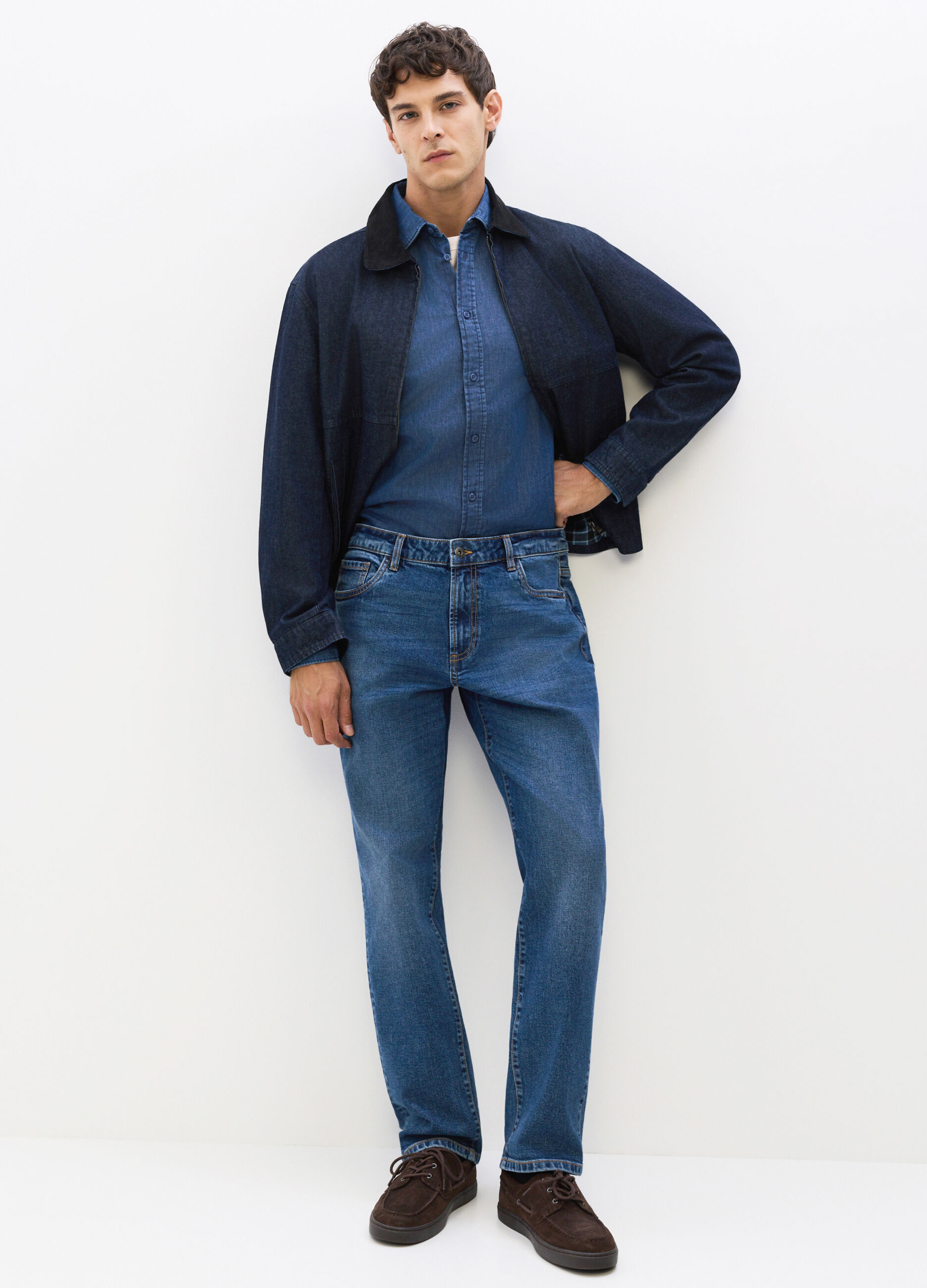 Jeans regular fit in denim stretch uomo
