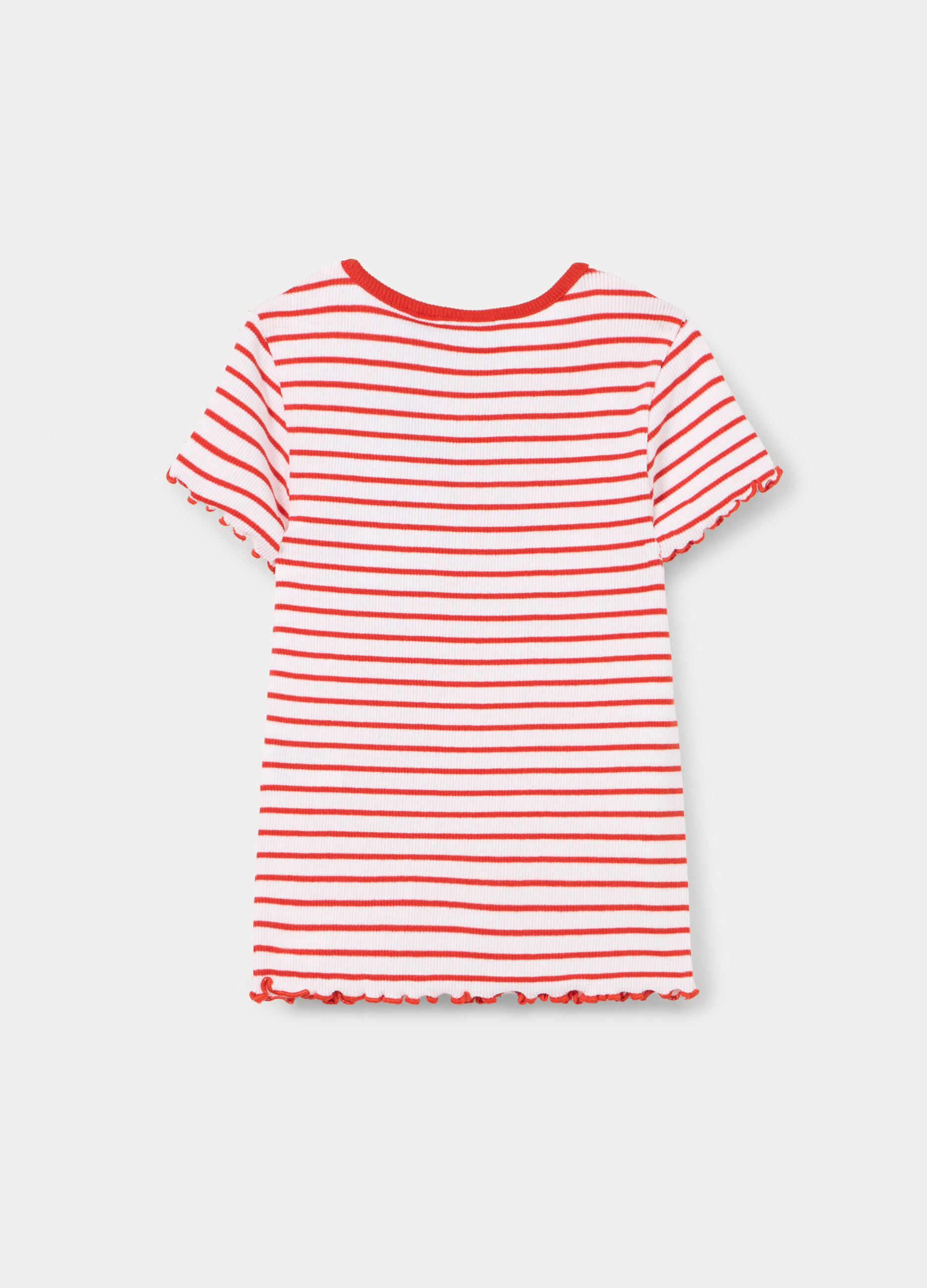 T-shirt girocollo in costina di cotone stretch bambina_1