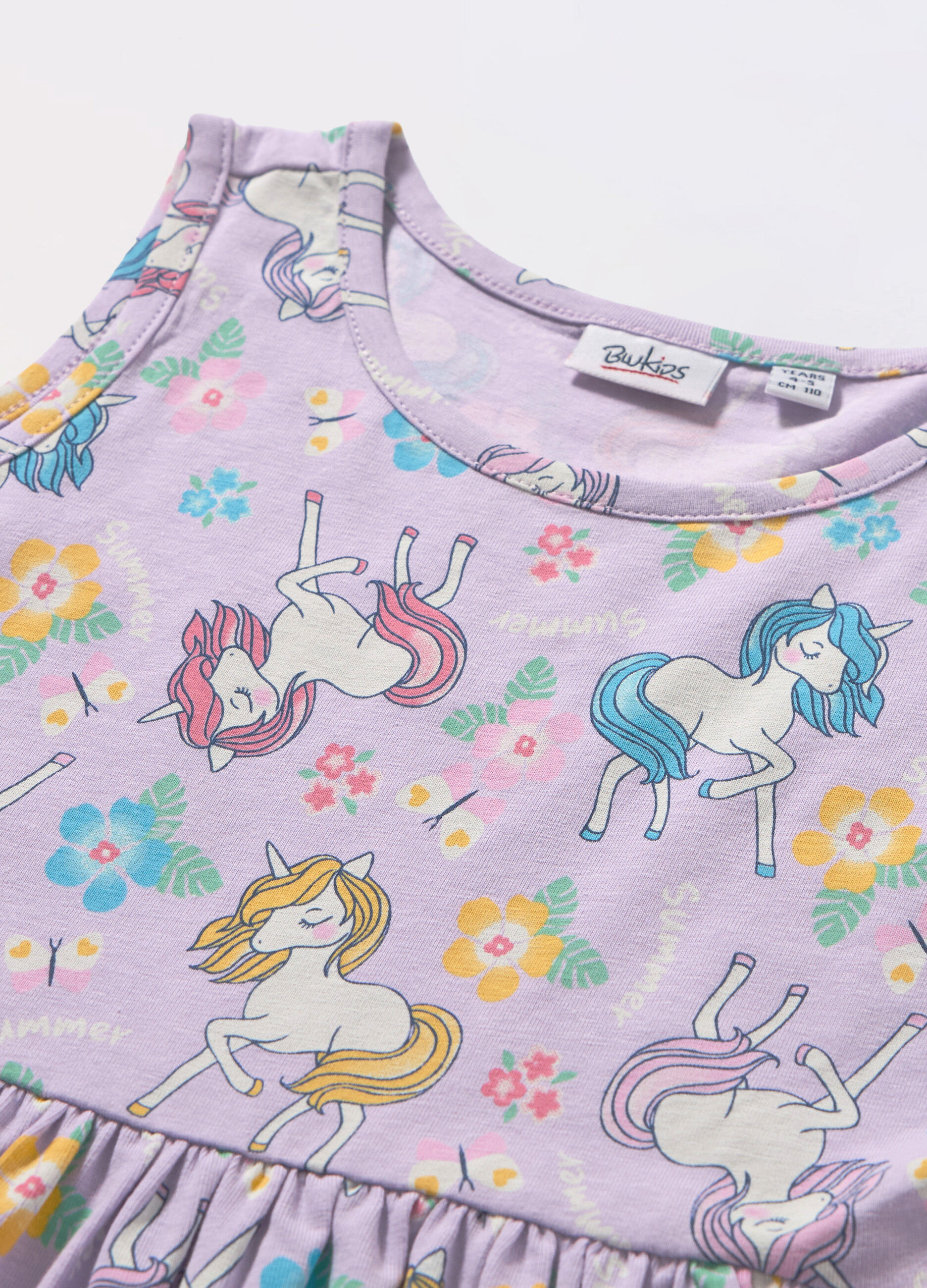 Vestito smanicato in jersey di cotone stretch bambina_1