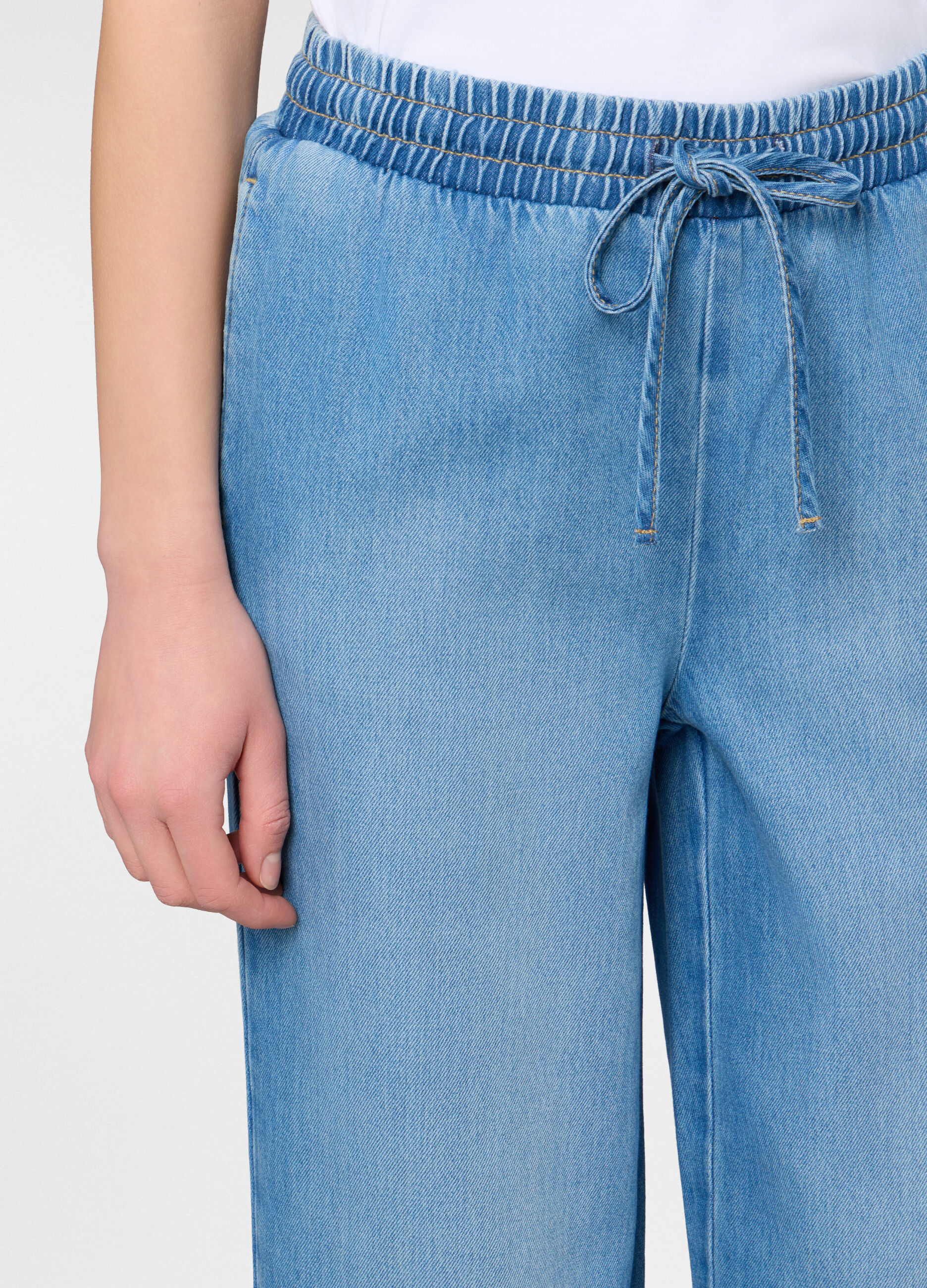 Jogger fit culotte in misto denim misto lyocell donna_3
